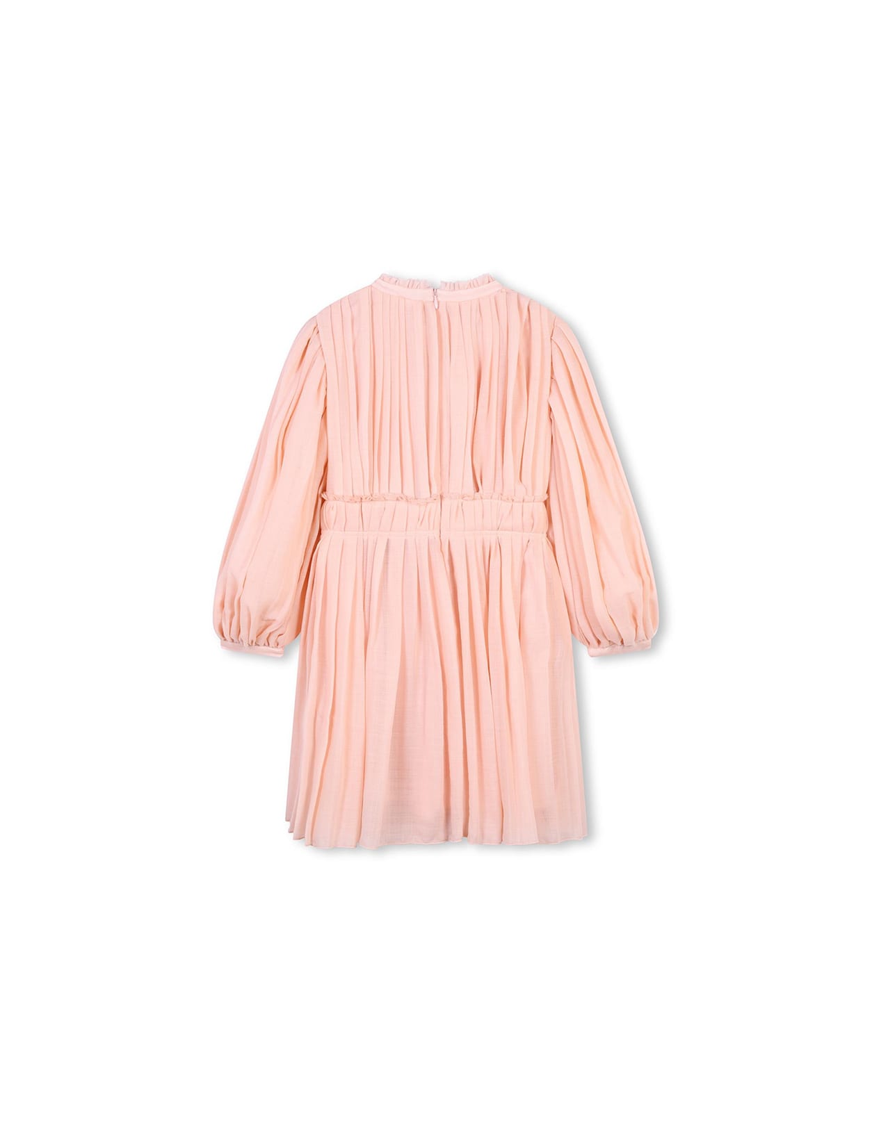 Shop Chloé Washed Pink Pleated Wool Dress