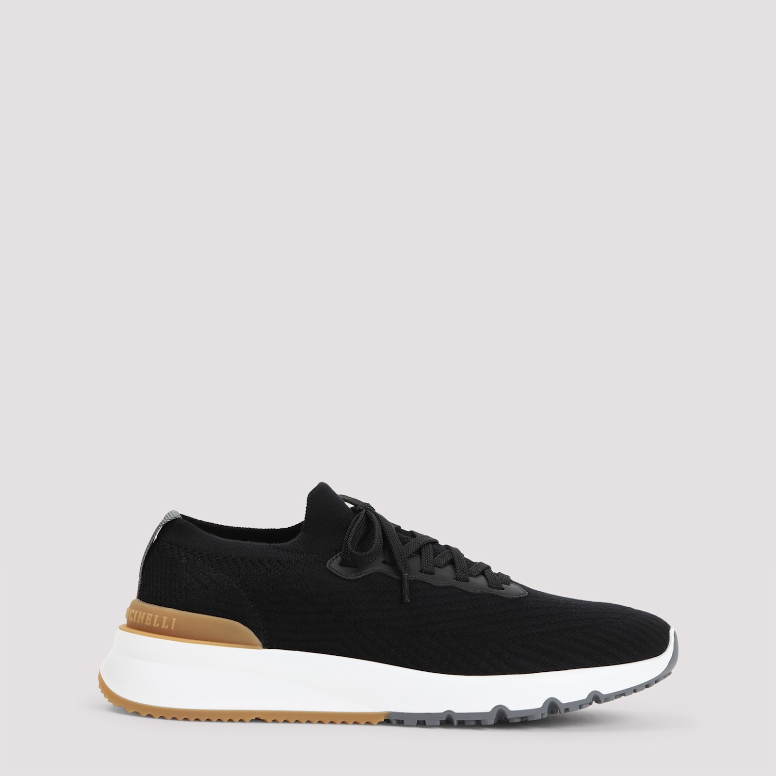 Brunello Cucinelli Gros Grain Logo Blue Sneakers In Black