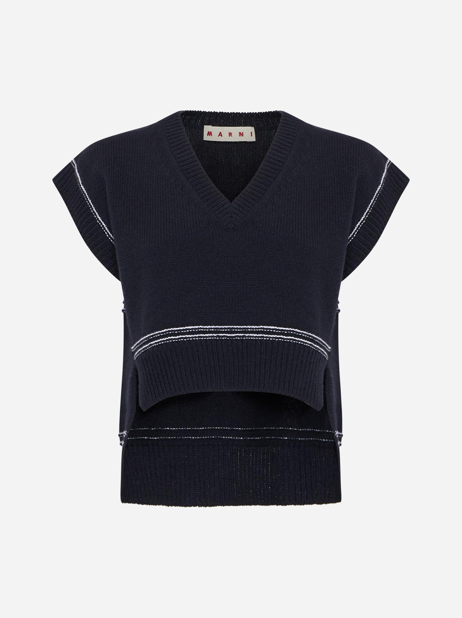 Shop Marni Wool Asymmetric Top In Blue