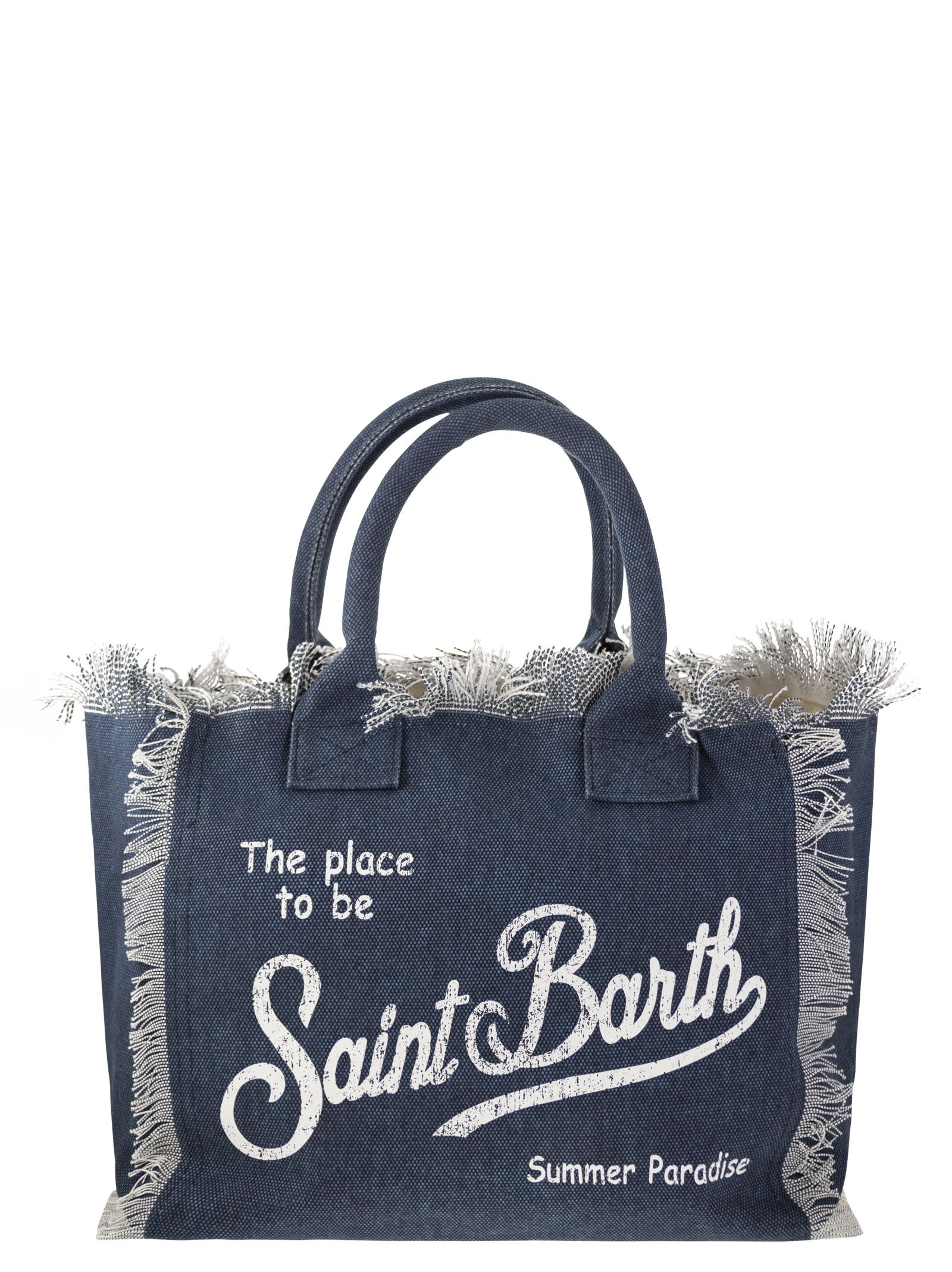 Shop Mc2 Saint Barth Vanity - Denim Canvas Handbag