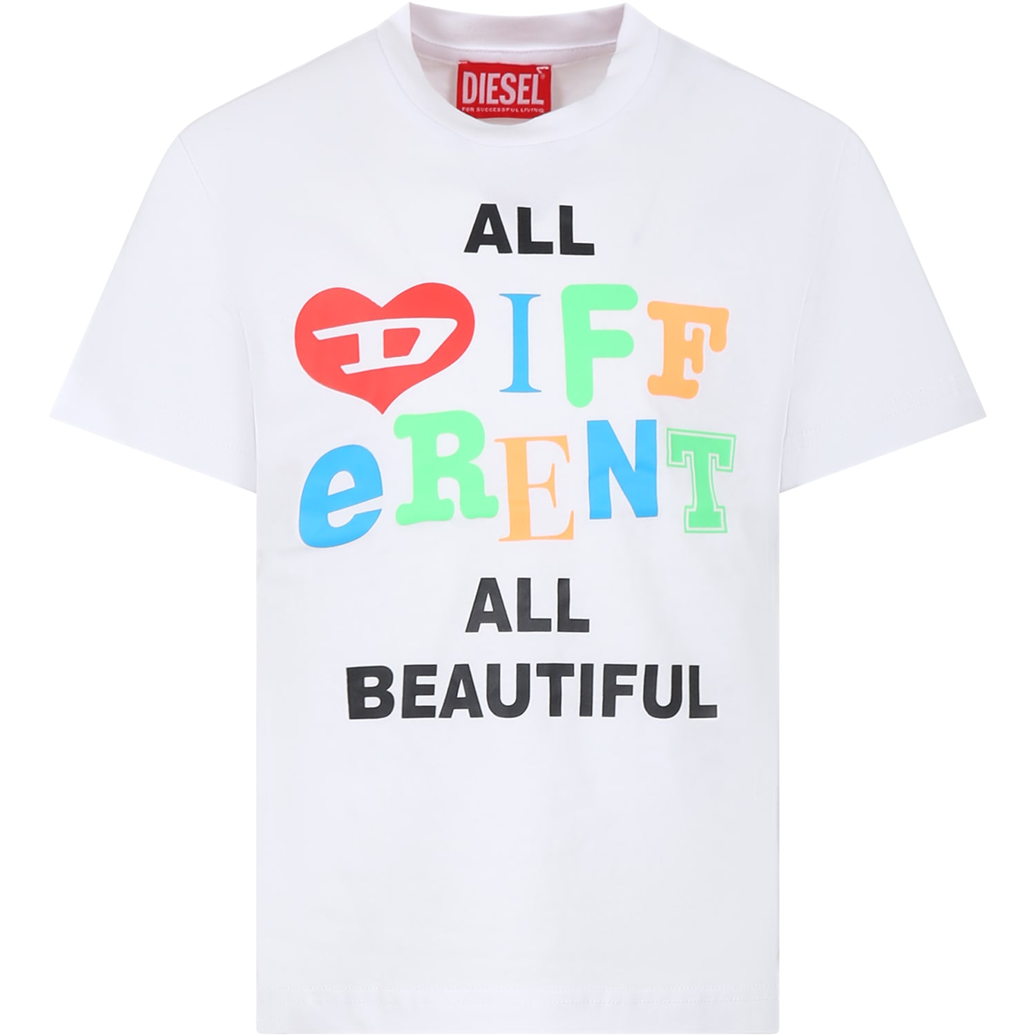 Diesel White T-shirt For Kids With Logo