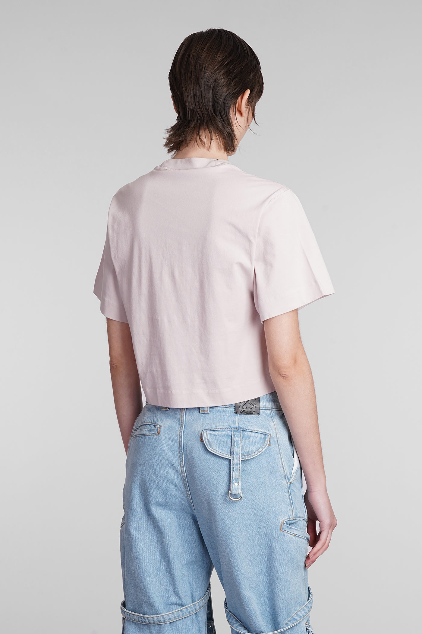 Shop Off-white T-shirt In Rose-pink Cotton