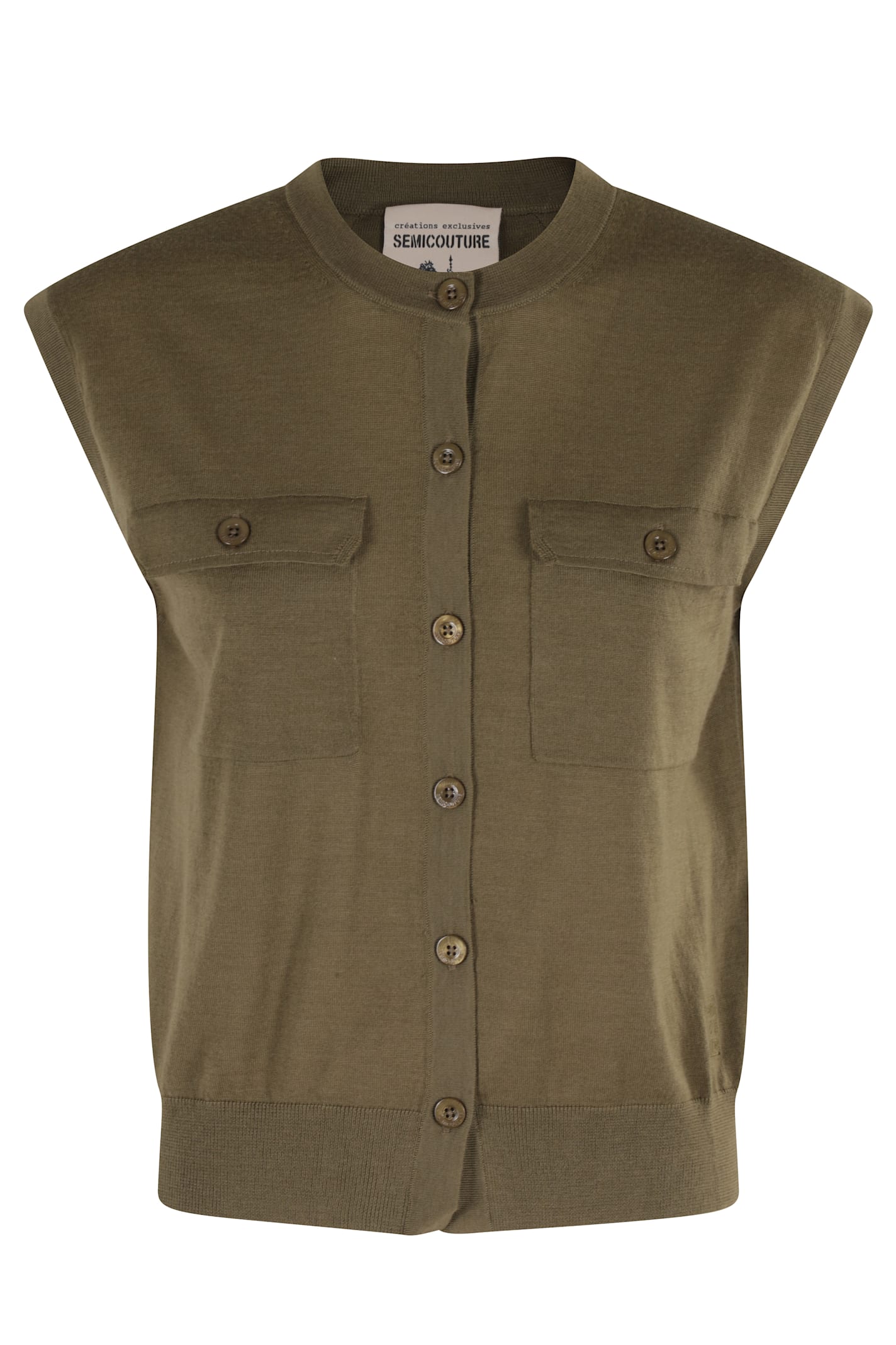 Semicouture Semi Couture Brigida Sleeveless Gilet With Flap Pockets In Gray