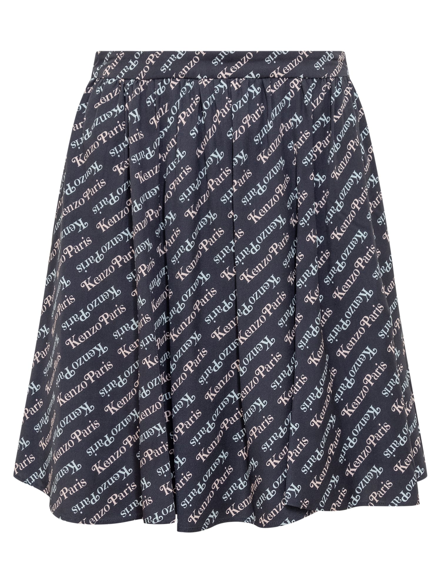 Shop Kenzo Monogram Skirt In Blue Nuit