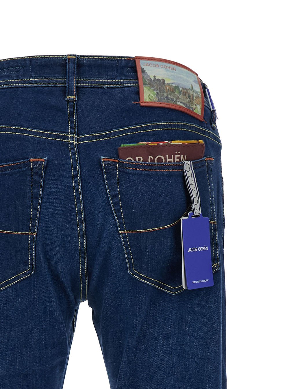 Shop Jacob Cohen Blue Slim Jeans In Mixed Cotton Man In Light Blue