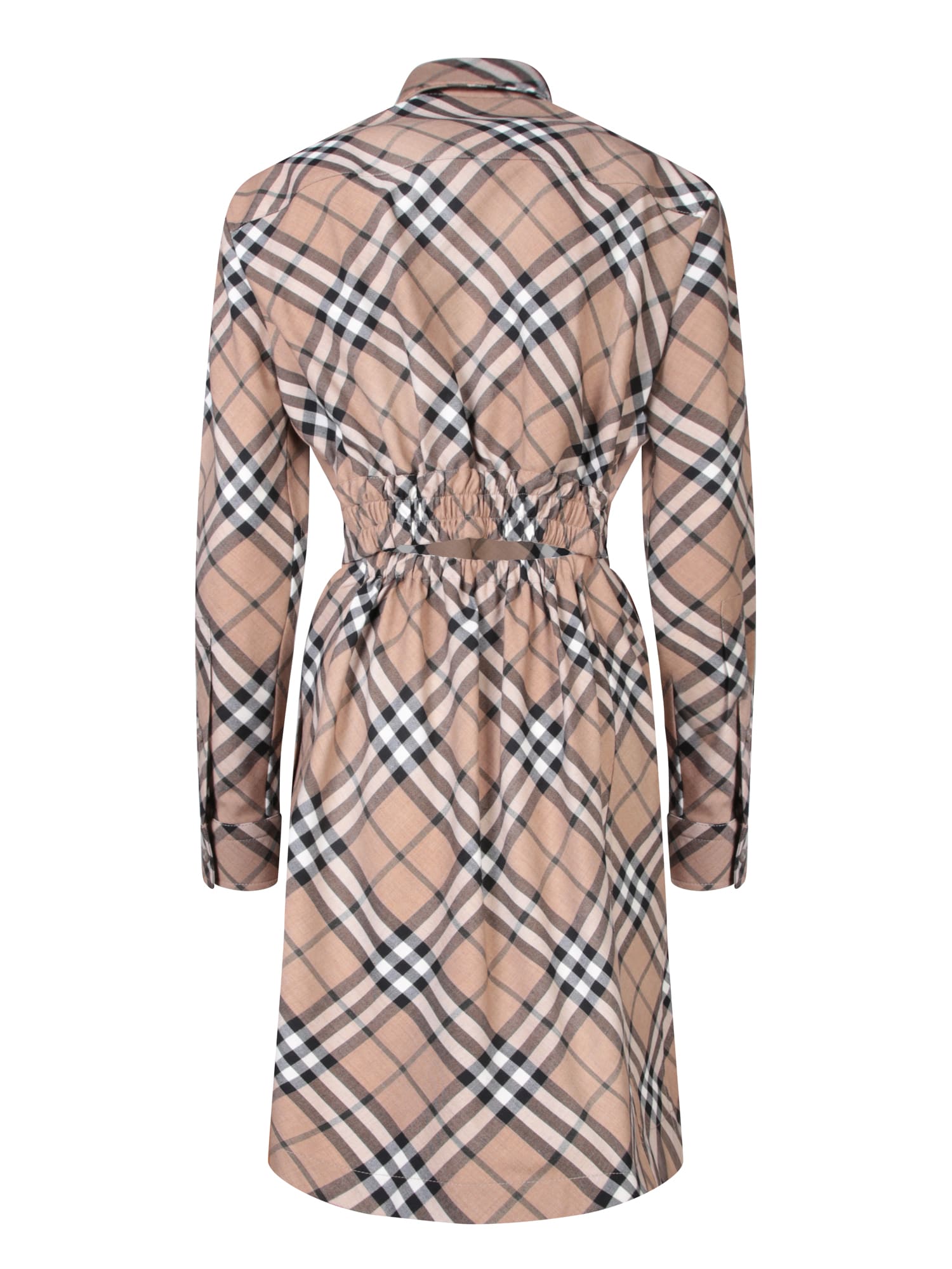 Shop Burberry Beige Check Chemisier Dress