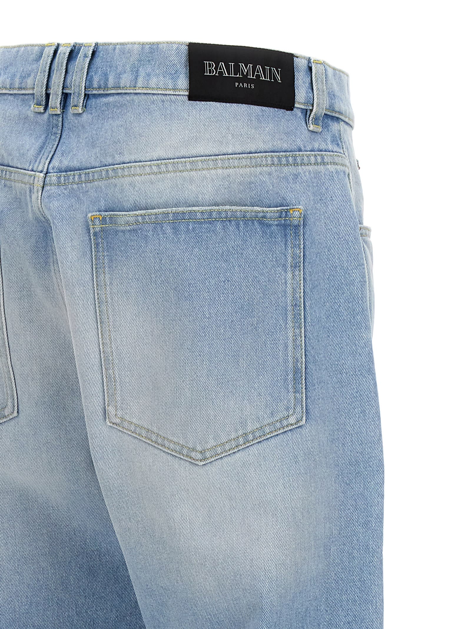 Shop Balmain Loose Jeans In Light Blue