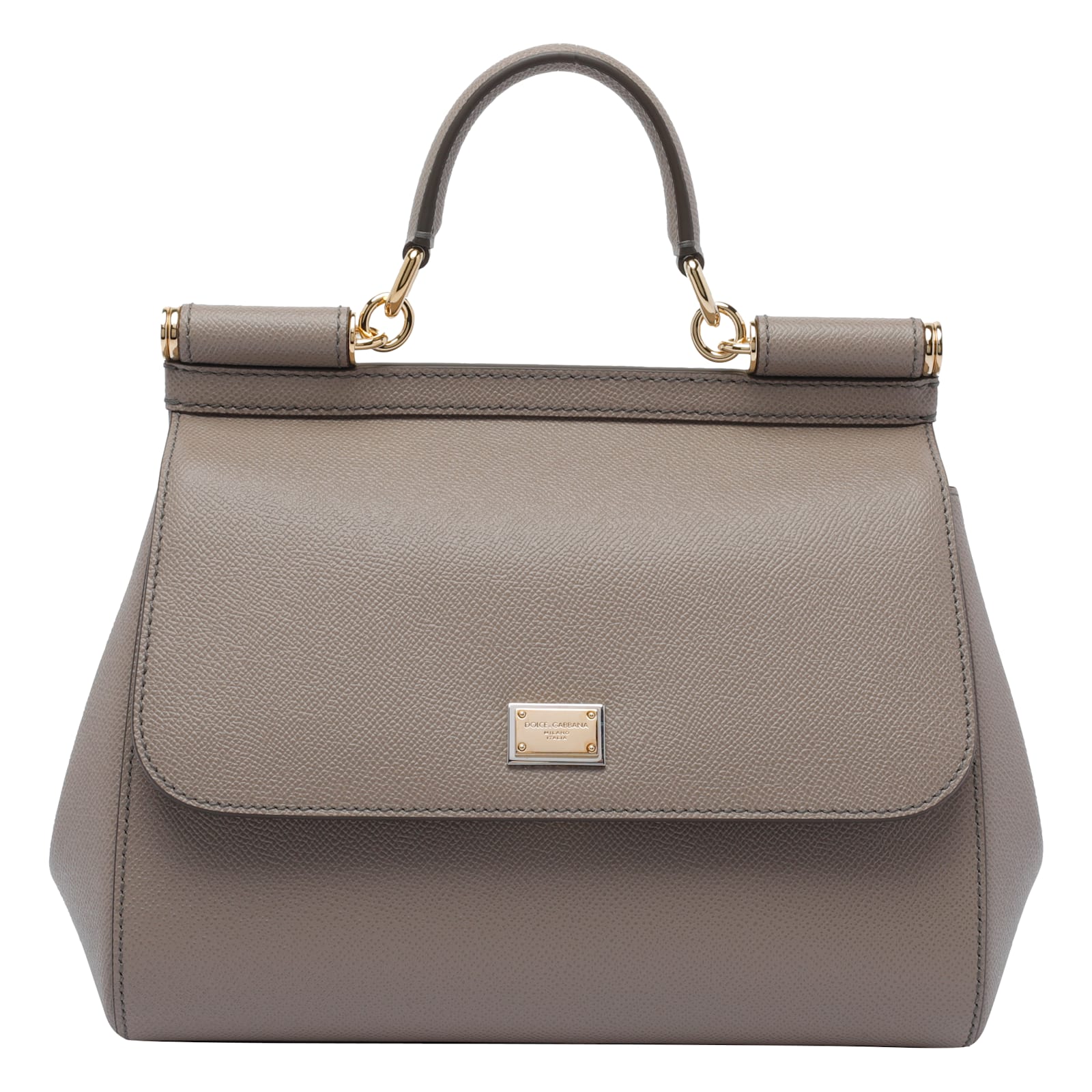 Dolce & Gabbana Grey Leather Sicily Big Top Handle Bag In Gray
