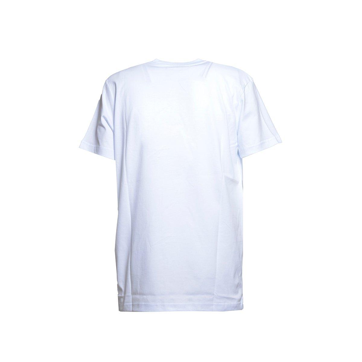 Shop Philipp Plein Logo-patch Crerwneck T-shirt In Bianco/fucsia