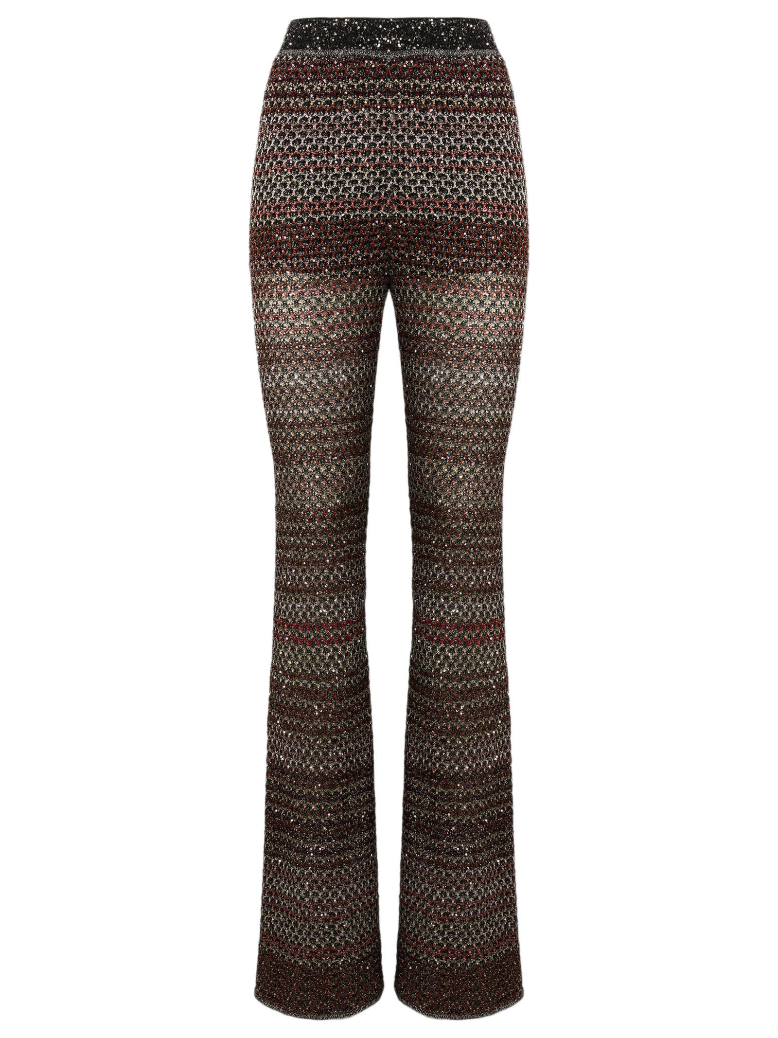 Trousers In Mesh Knit With Sequin Appliqué