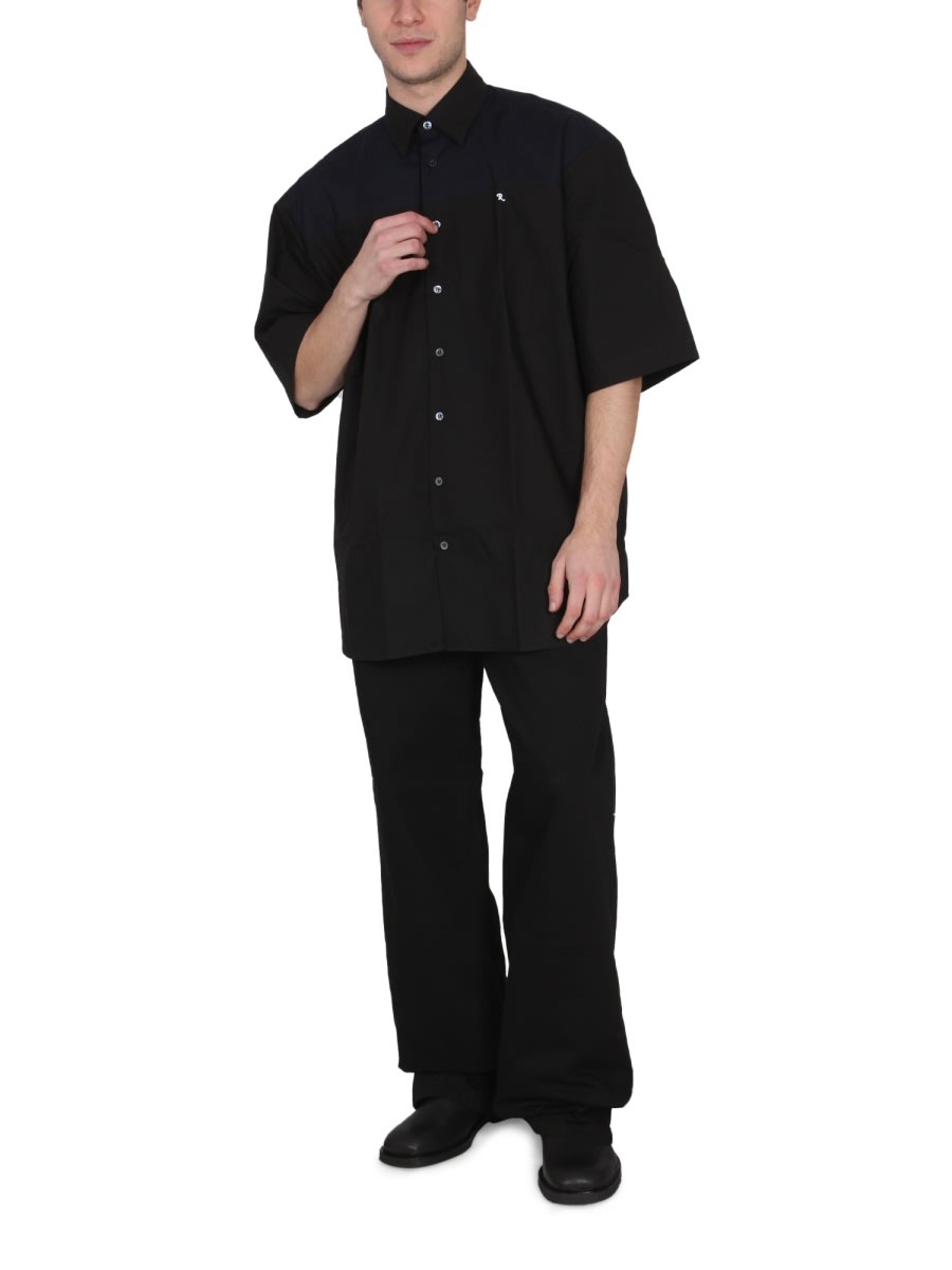 Shop Raf Simons Two-tone American Shirt In Black