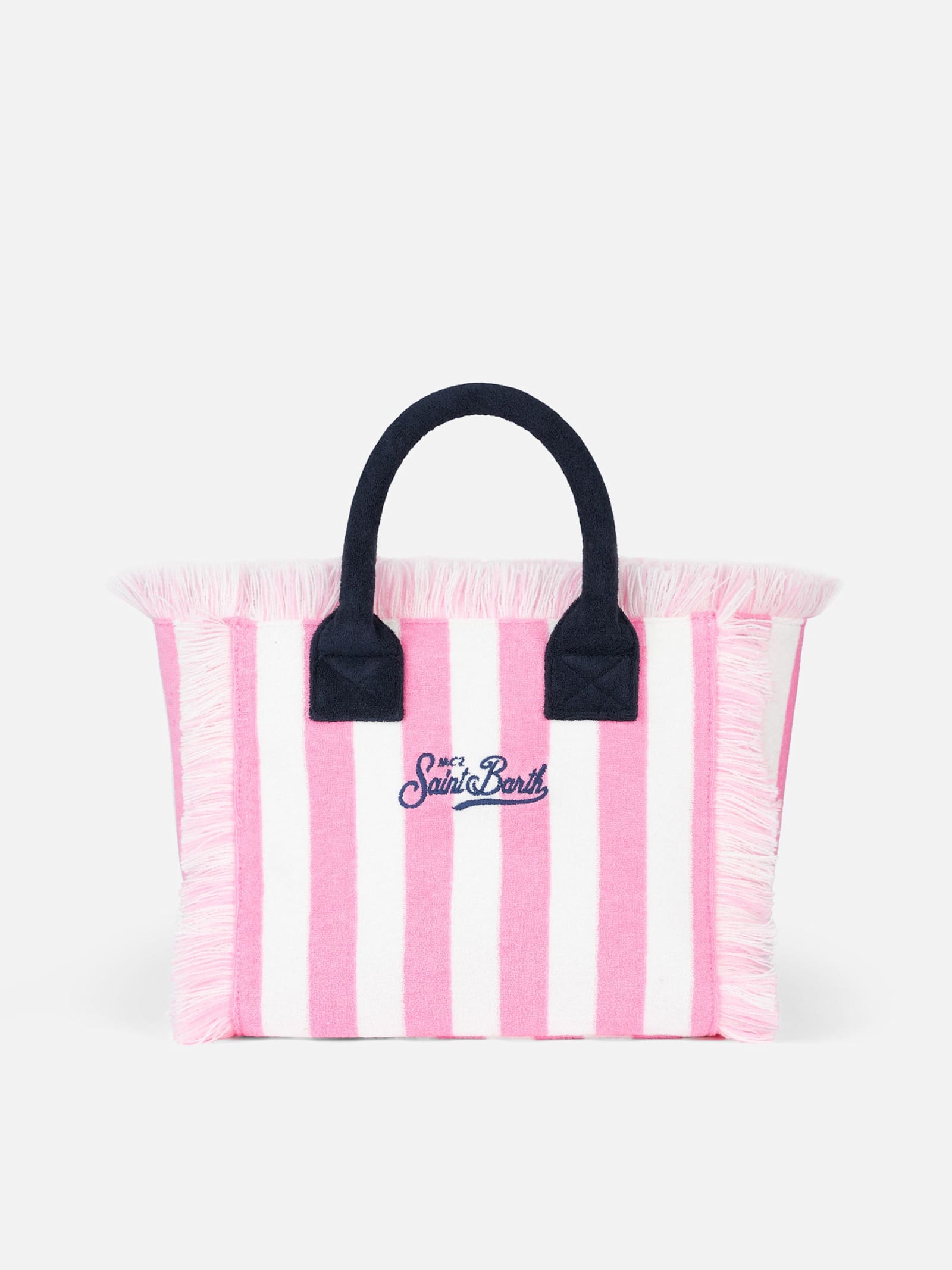 Mc2 Saint Barth Terry Striped Colette Sponge Handbag In Pink