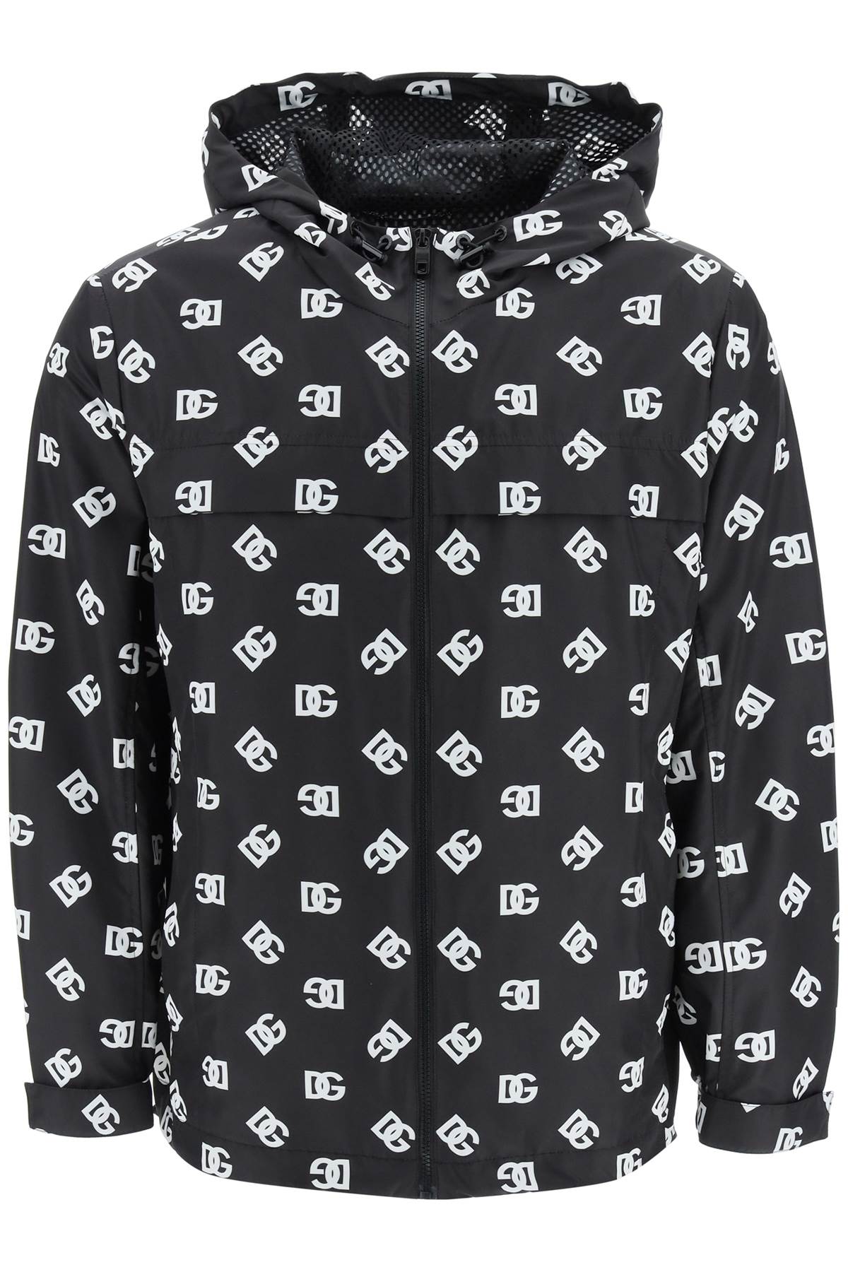 Shop Dolce & Gabbana Dg Logo Hooded Windbreaker In White