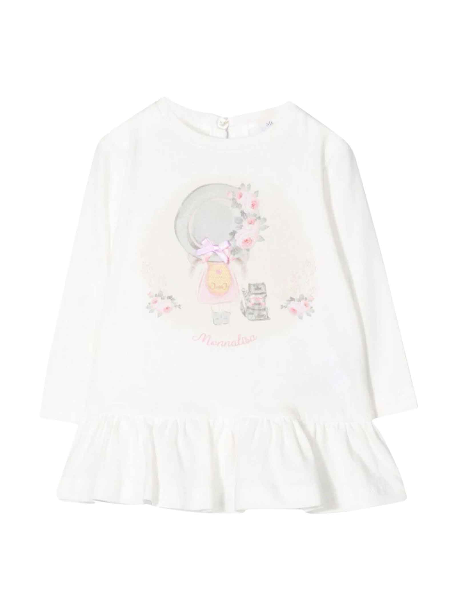 Monnalisa White Baby Girl Maxi T-shirt