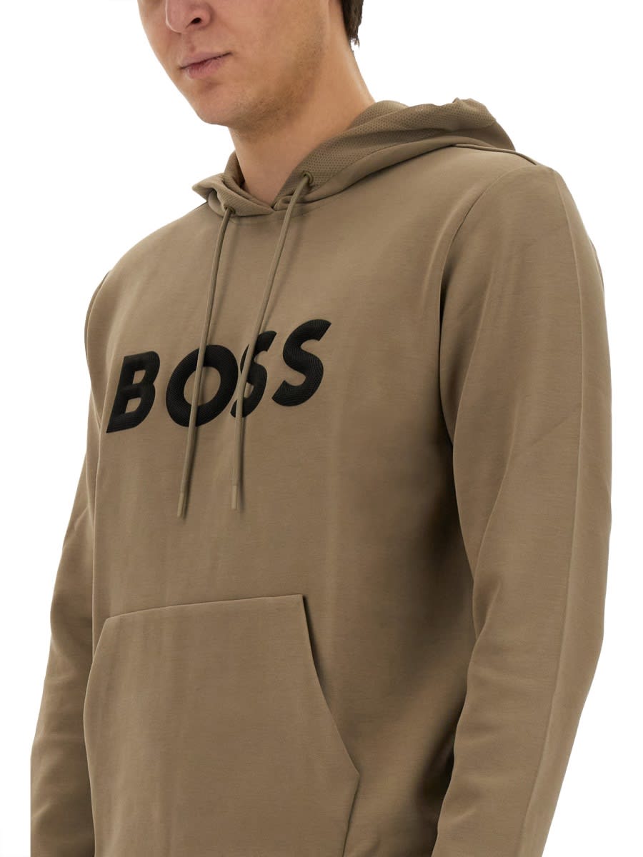 Shop Hugo Boss Sweatshirt With Logo In Beige