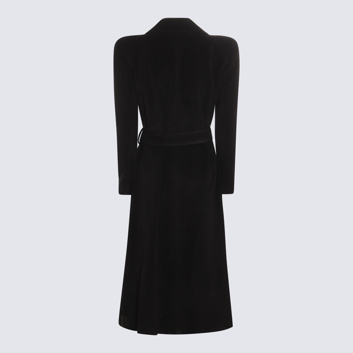 Shop Balenciaga Black Cashmere And Wool Blend Round Shoulder Coat