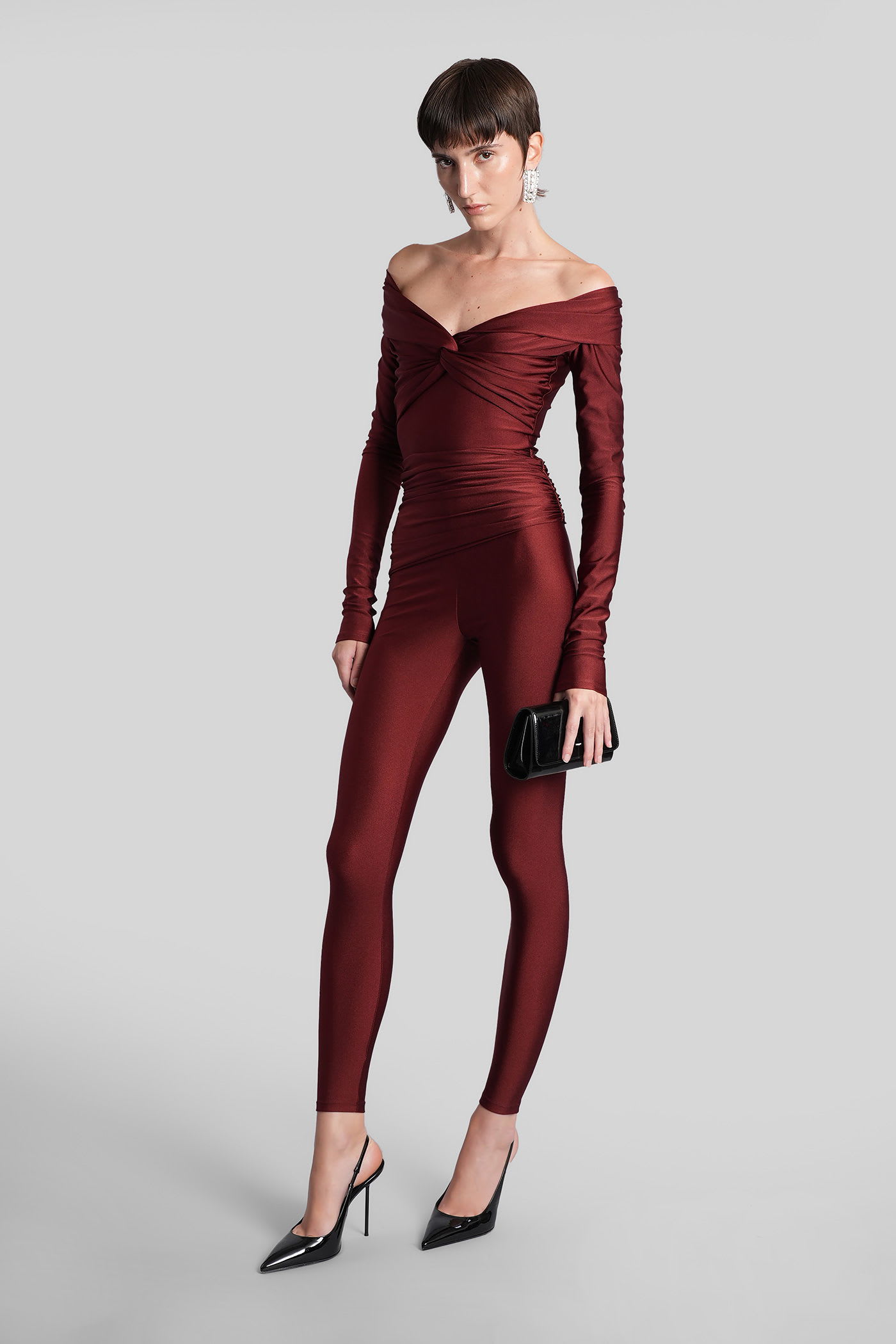 The Andamane Vicky Leggings In Bordeaux Polyamide In Burgundy