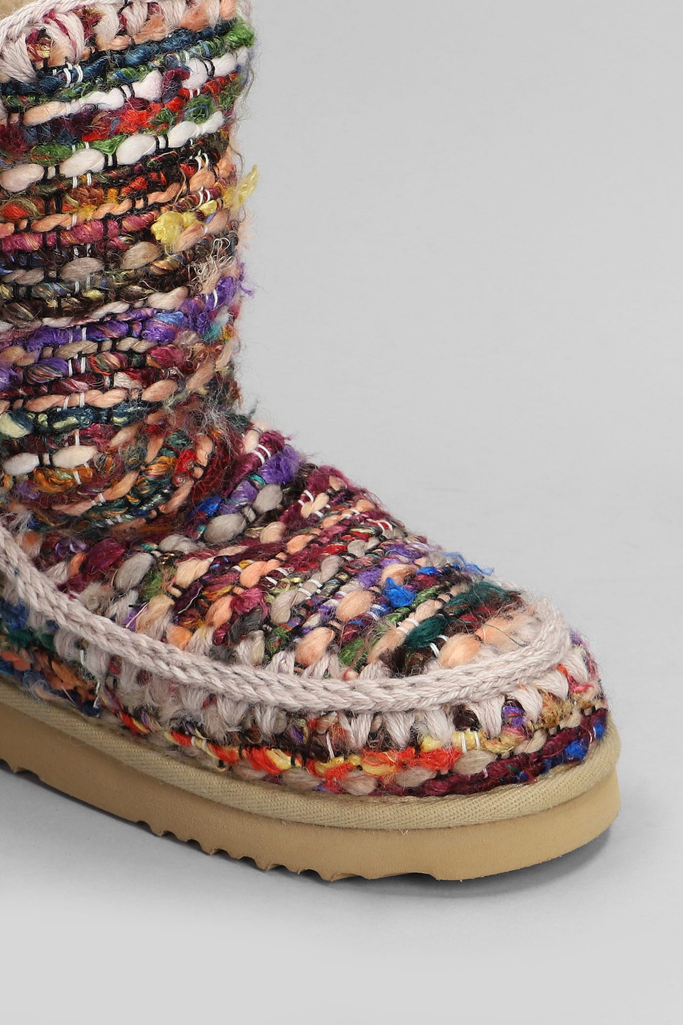 Shop Mou Eskimo 24 Low Heels Ankle Boots In Multicolor Wool