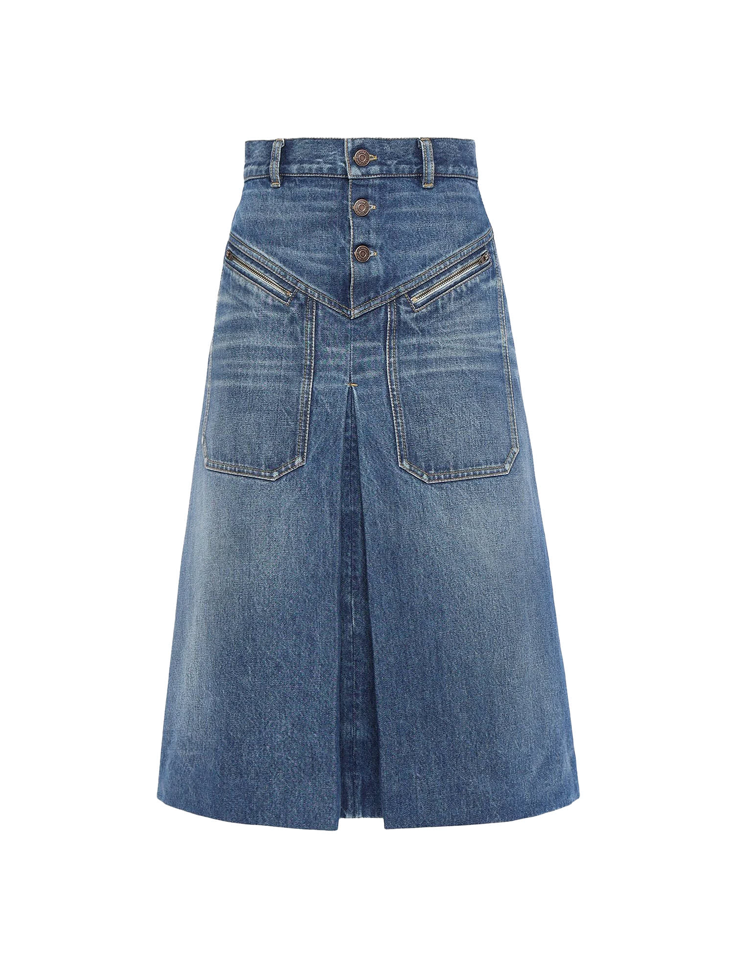 Chloé Denim Midi Skirt In Blue