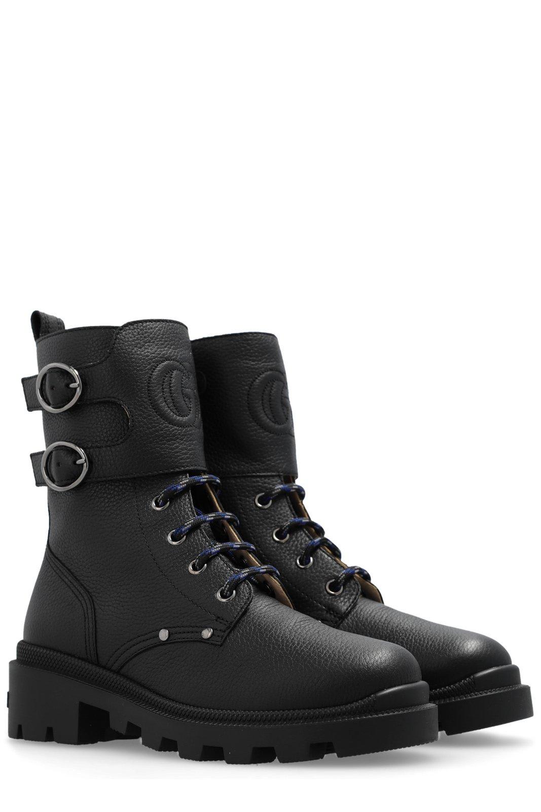 Shop Gucci Double G Lace-up Boots In Black
