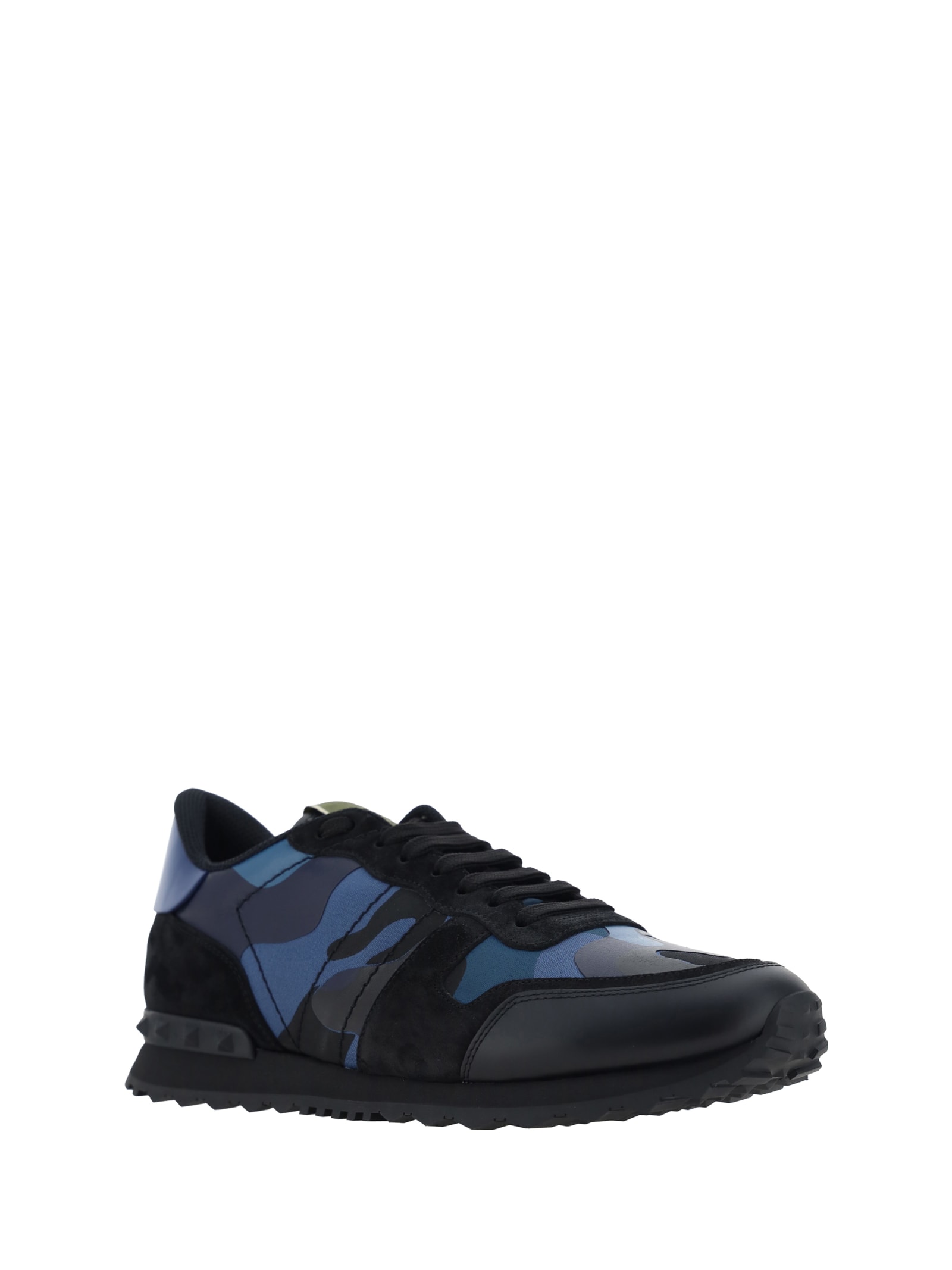 Shop Valentino Garavani Rockrunner Sneakers In Bluette-marine/nero/nero-new Baltiq