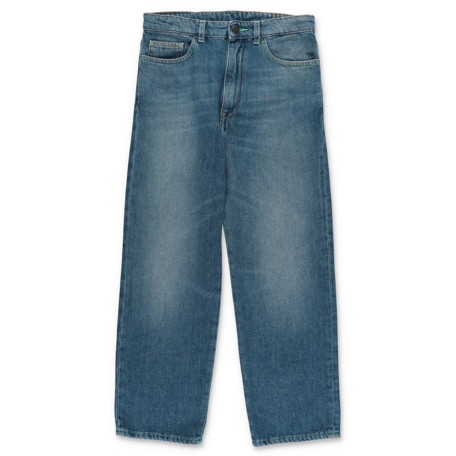 Shop Palm Angels Jeans Blu In Denim Di Cotone Bambino