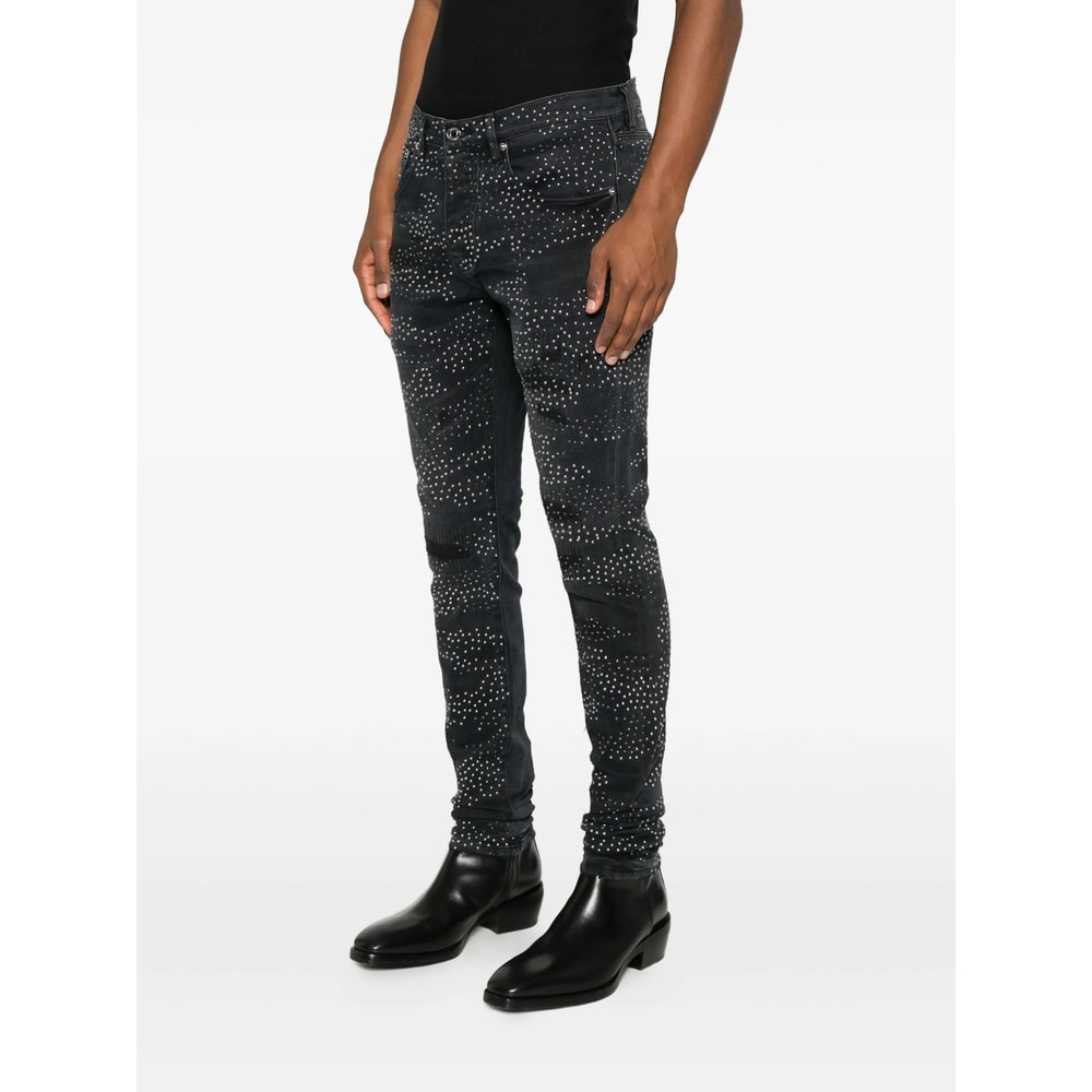 Purple Brand Embellished Distressed Denim In Black
