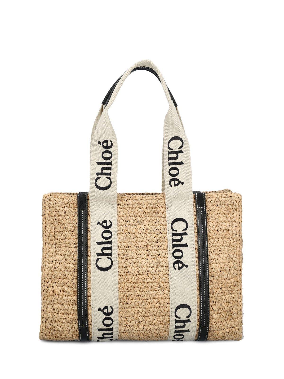 Shop Chloé Medium Woody Tote Bag In Beige