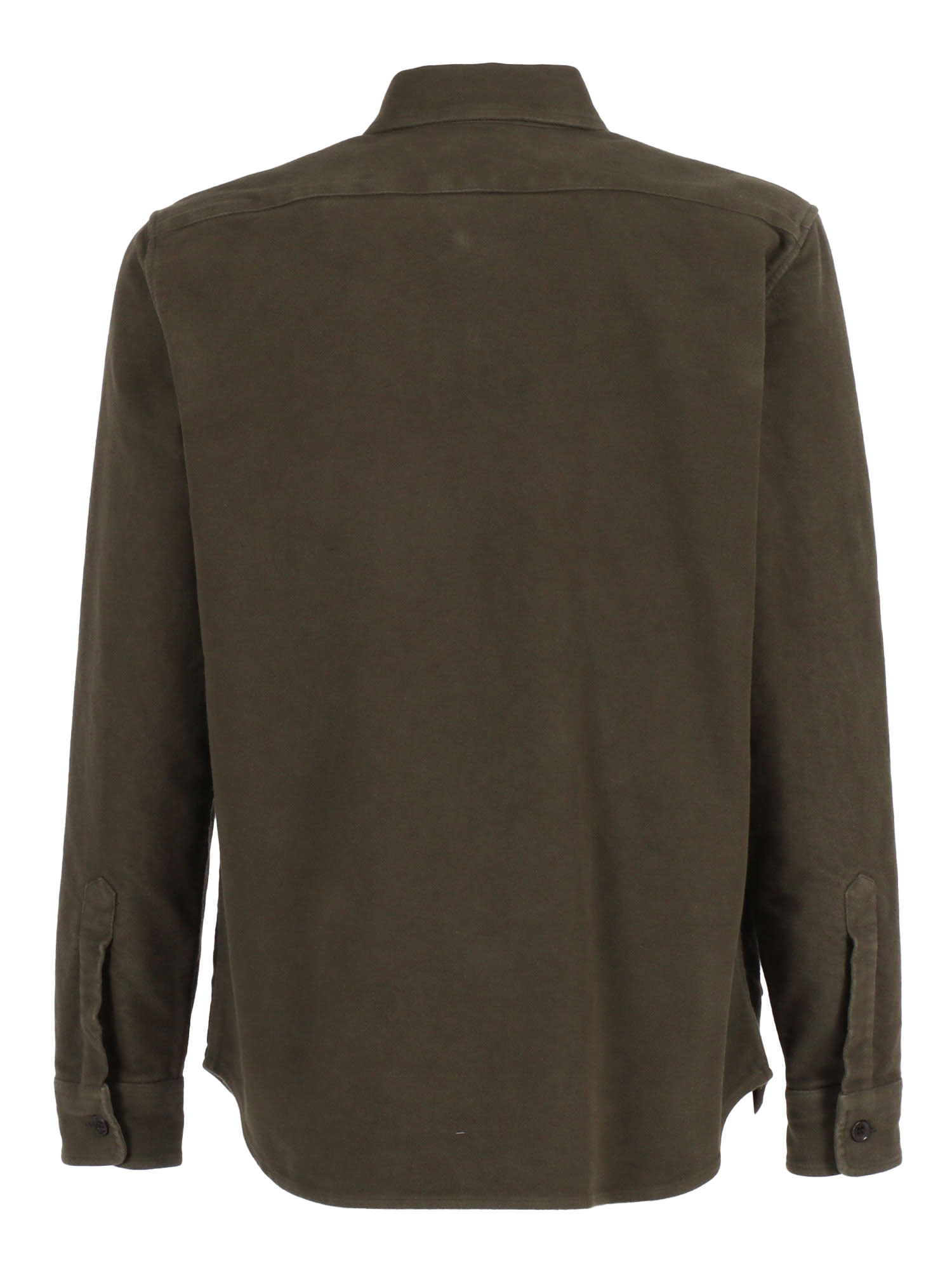 Aspesi Pointed Collar Button-up Shirt With Single Chest Pocket In Brown