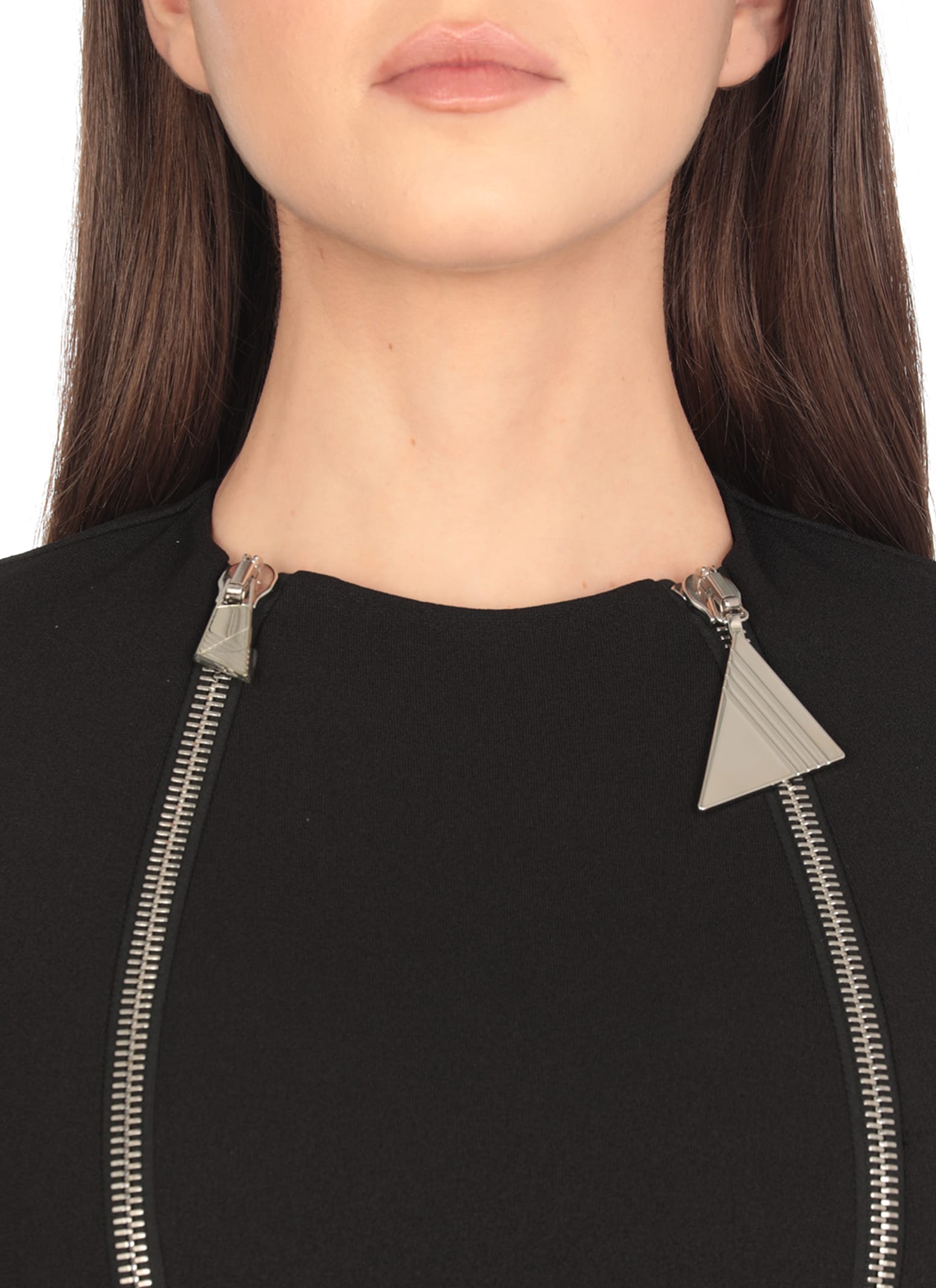 Attico Midi Dress With Double Zipper Detail In Black
