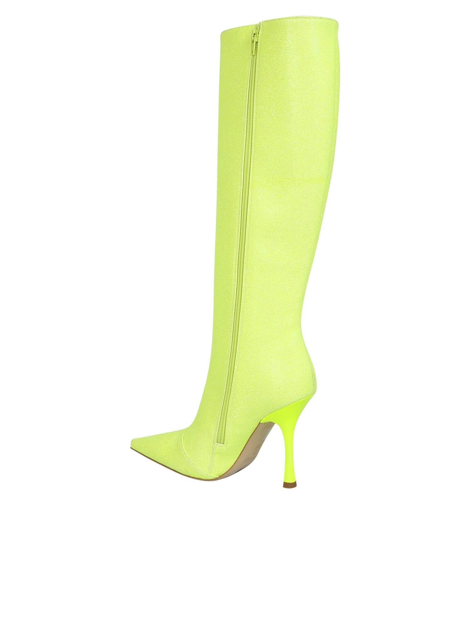 Shop Leonie Hanne High-heel Micro-glitter Boots In Yellow