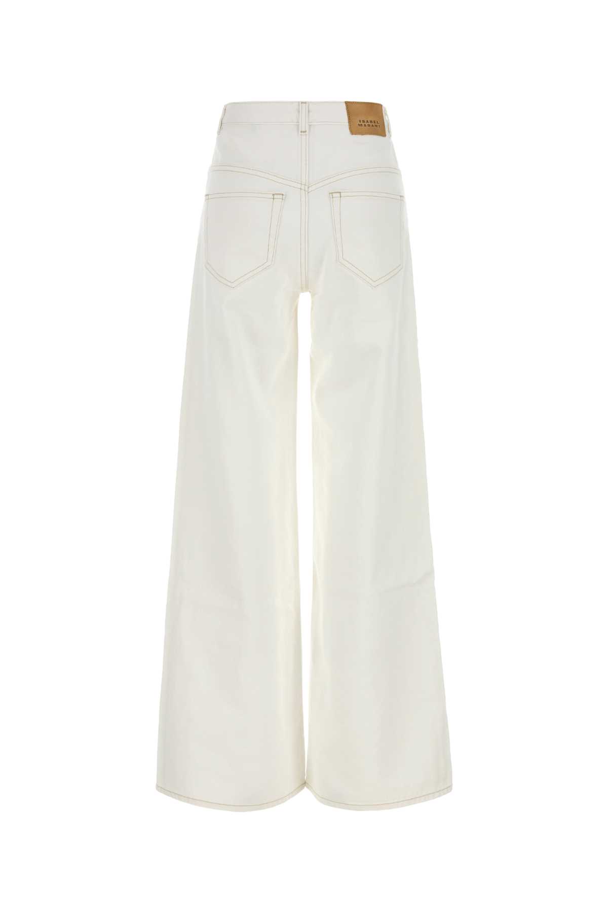 Isabel Marant White Denim Lemony Flared Leg Jeans In White