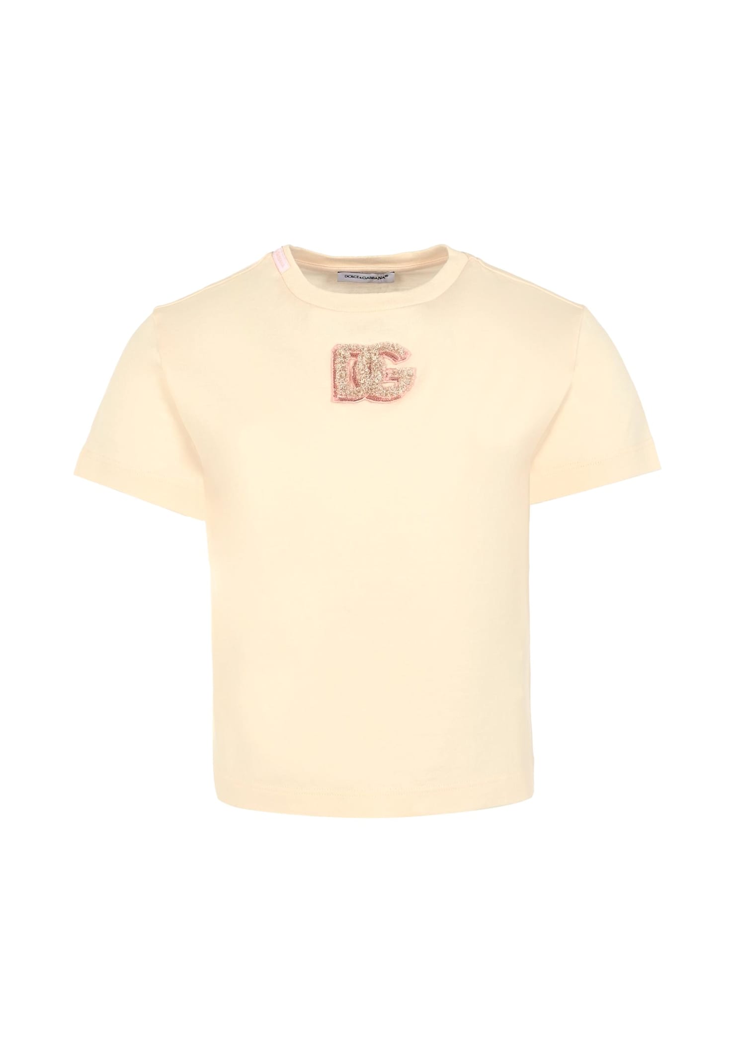 Dolce & Gabbana Logo-embroidered T-shirt In Pink
