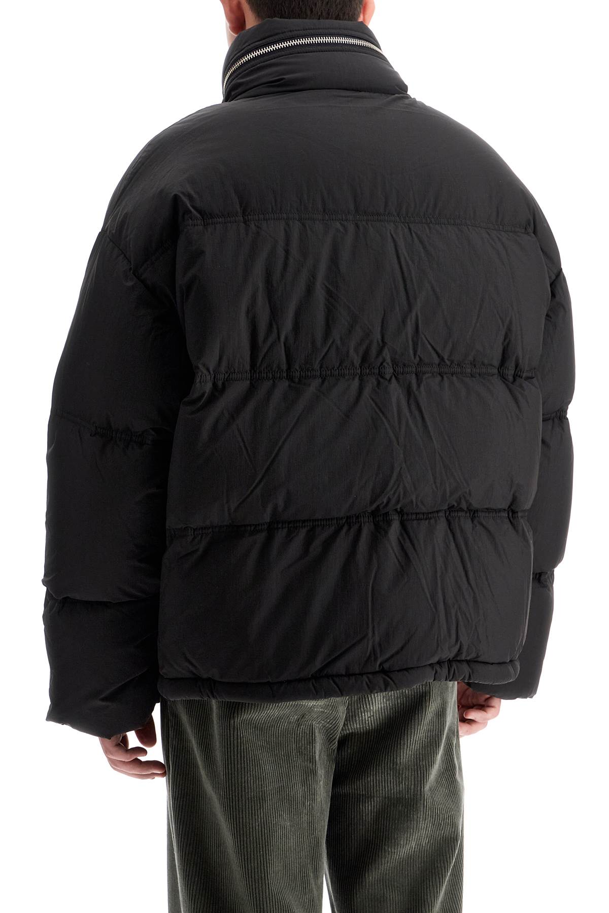 Shop Ami Alexandre Mattiussi Down Jacket With Logo Patch In Noir (black)