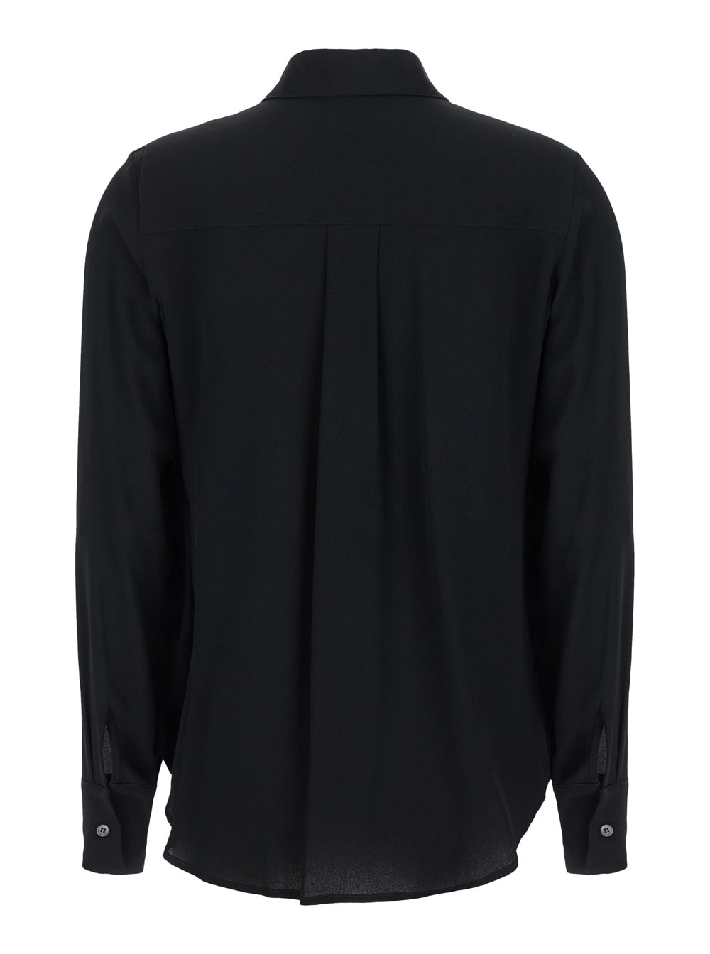 MAURO GRIFONI BLACK SHIRT WITH POINTED COLLAR IN SILK BLEND WOMAN 