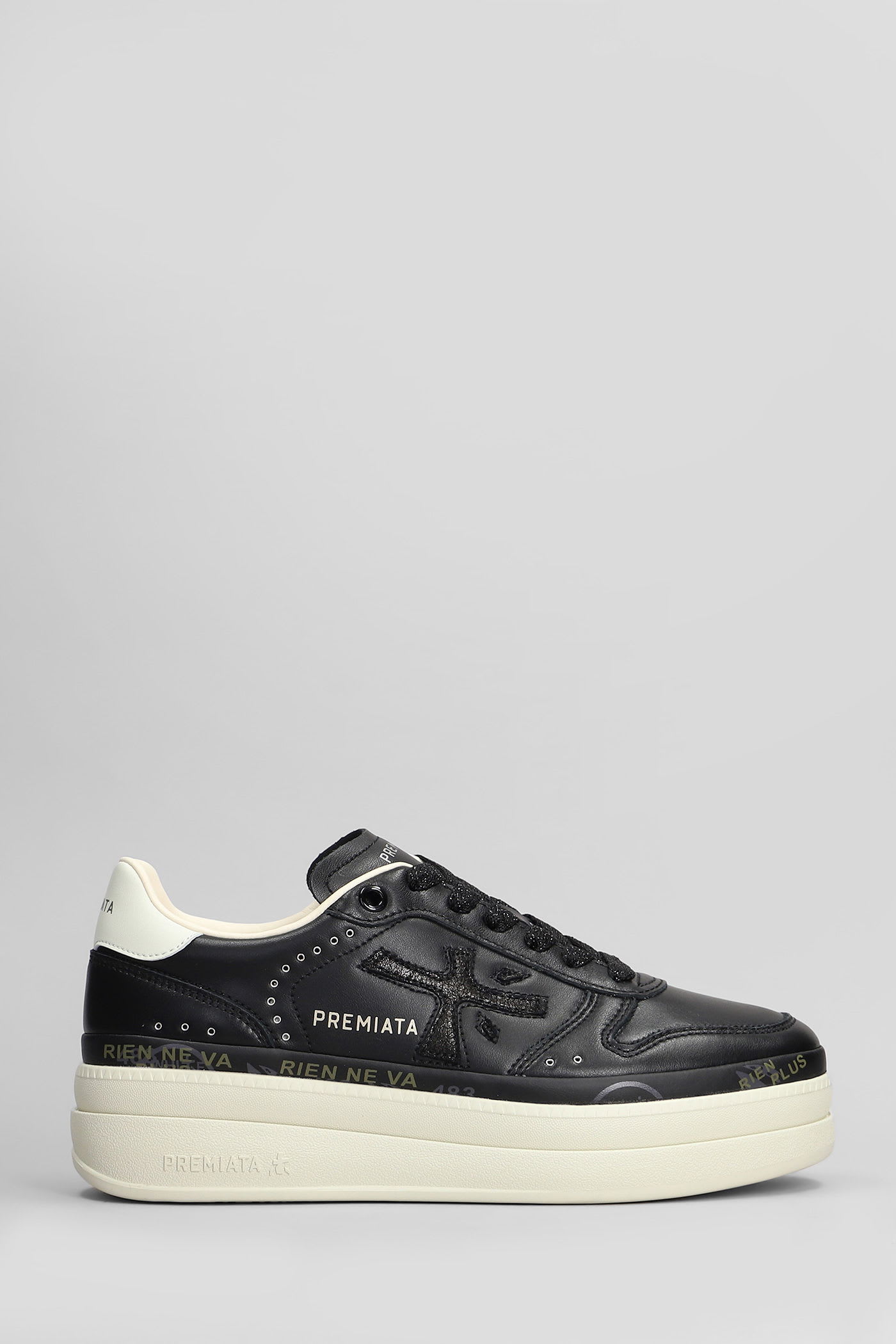 Premiata Stylish Low Top Sneakers With Platform Sole In Black