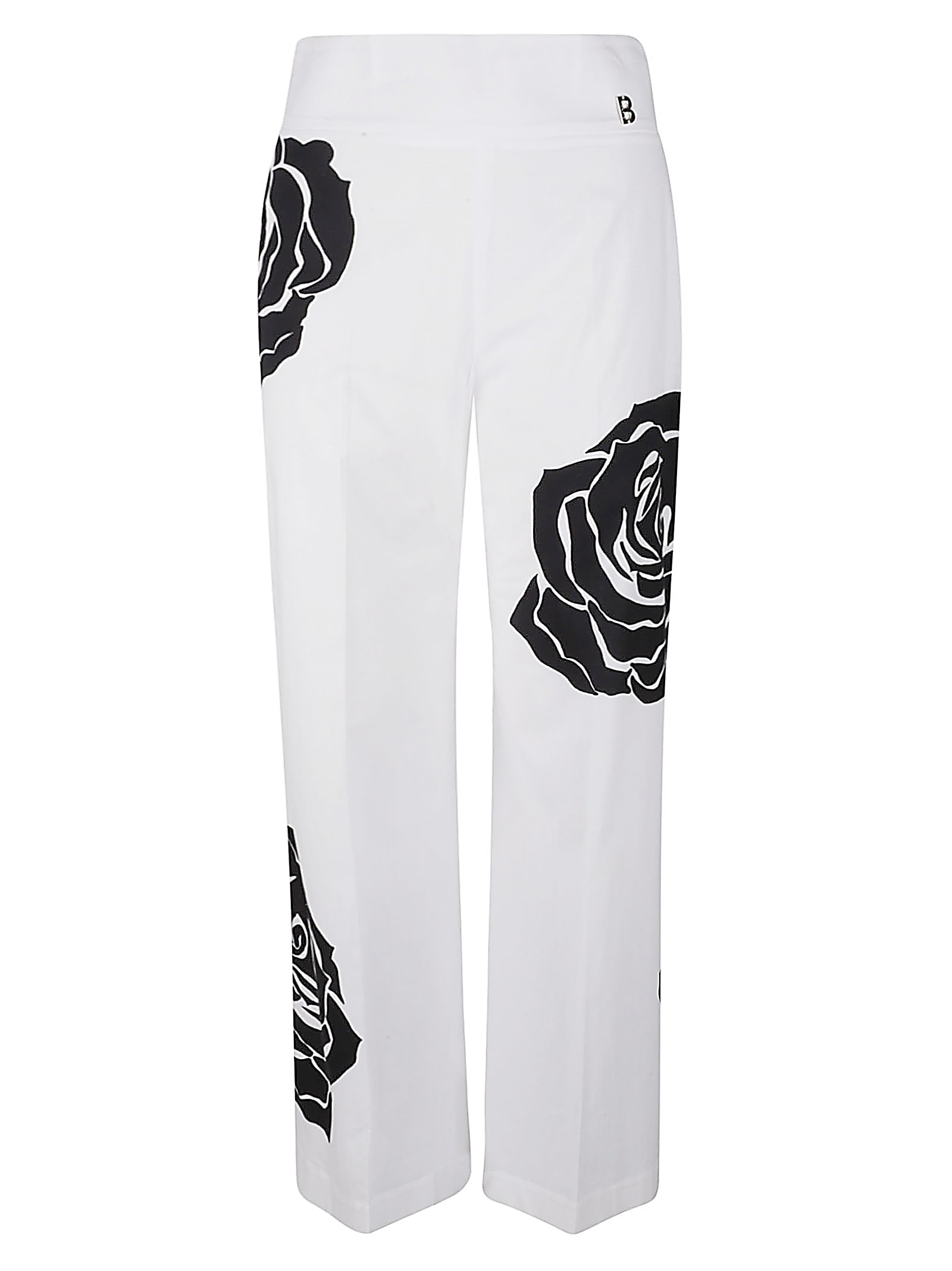 Rose Print High-waist Trousers