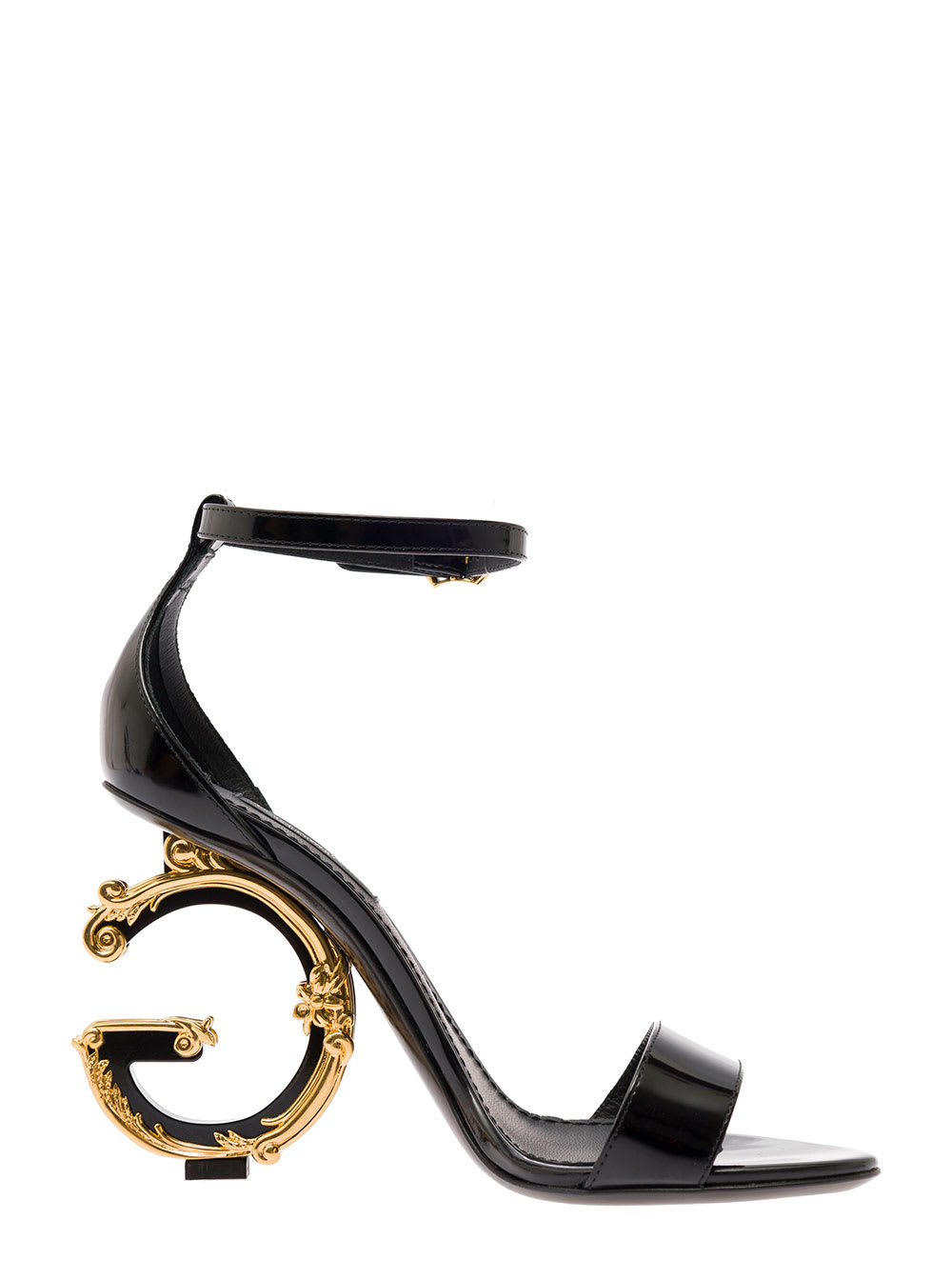 Dolce & Gabbana Womans Black Leather Baroque Sandals