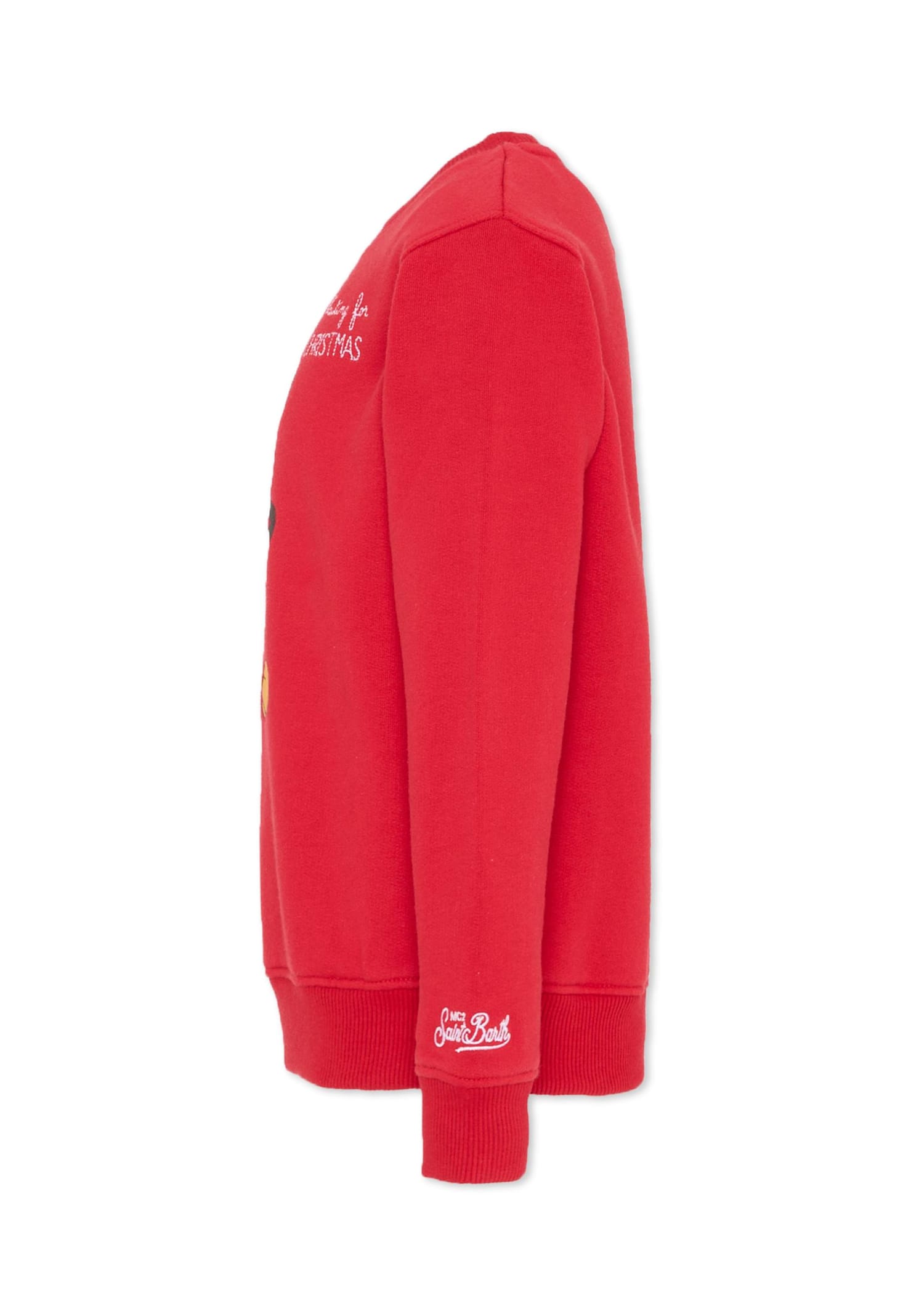 Mc2 Saint Barth Red Sweatshirt For Boy With Mickey Mouse In Red