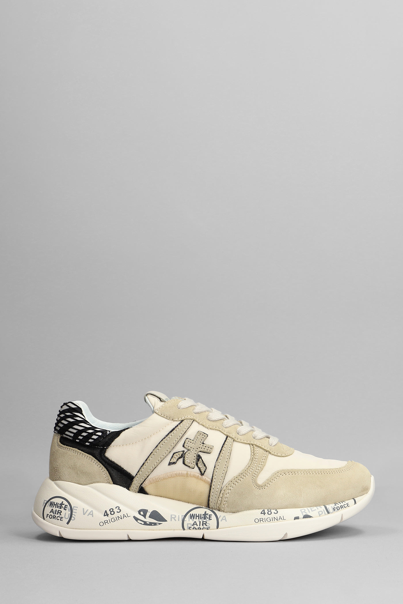 Premiata Layla Sneakers In Beige Suede And Fabric