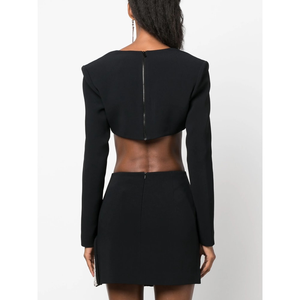 David Koma Plunging-neck Crop Top In Black
