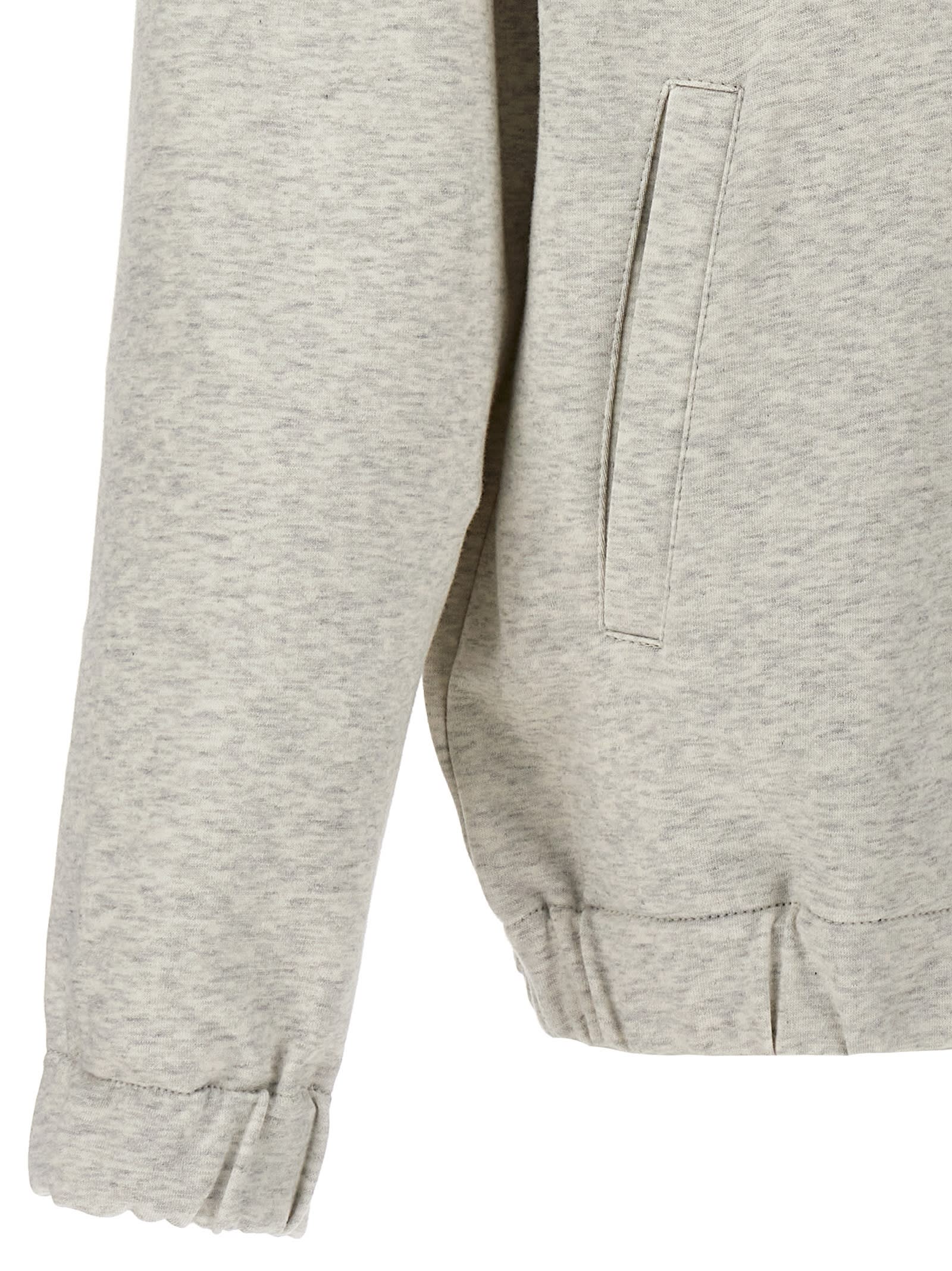 Shop Brunello Cucinelli Logo Embroidery Hoodie In Gray