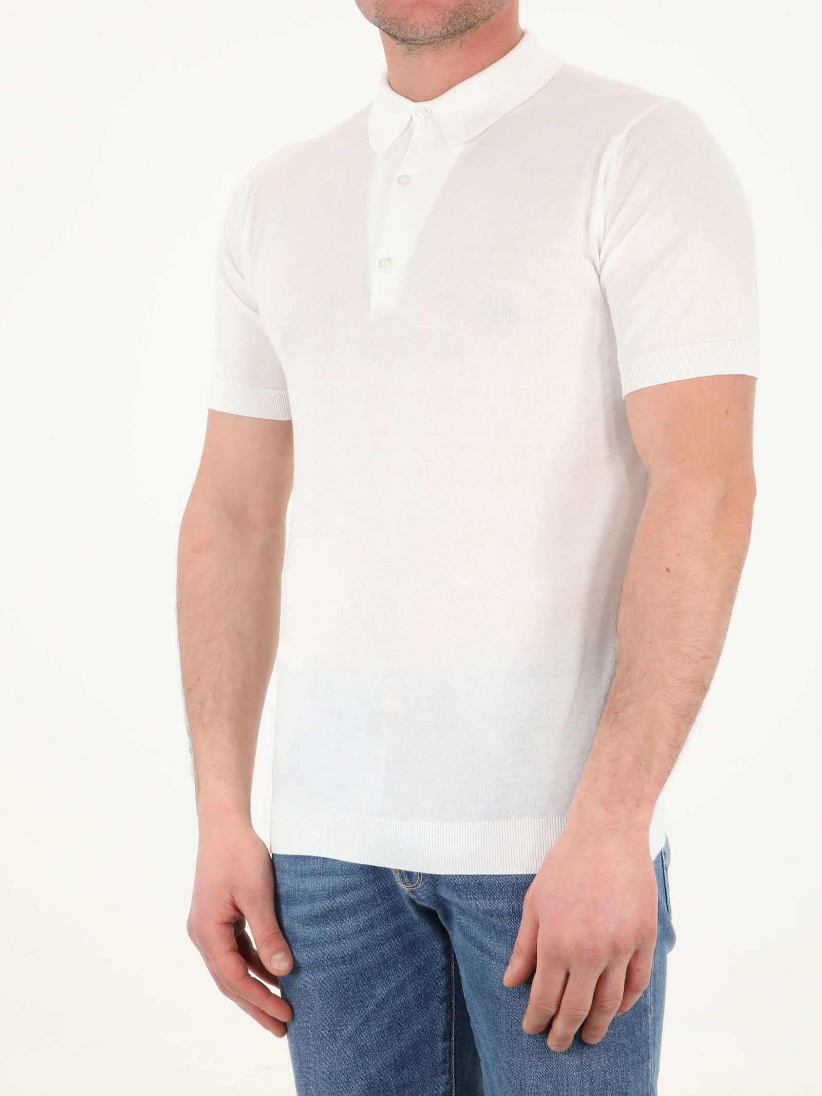 Shop John Smedley Adrian Polo Shirt In White
