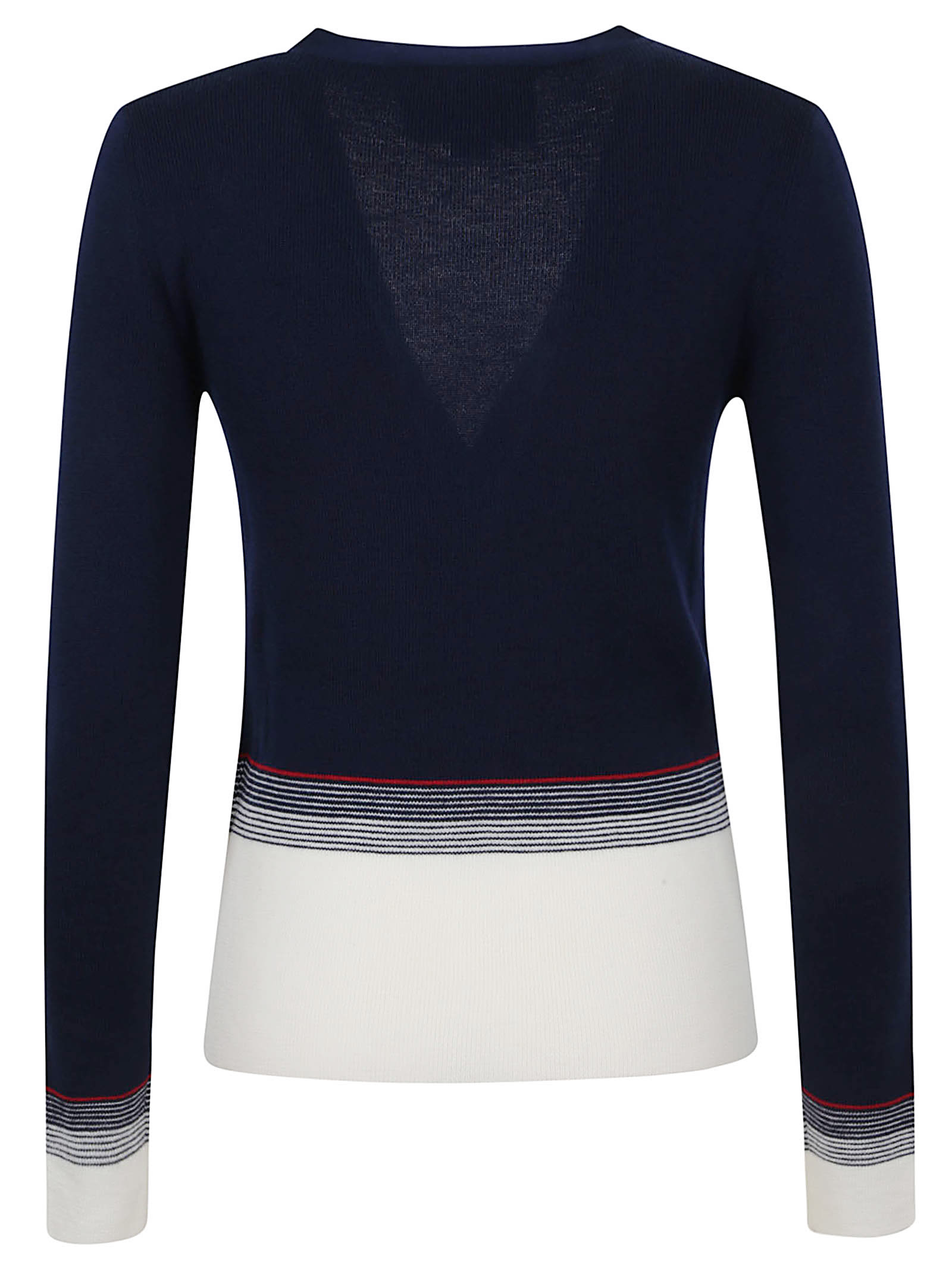 Valentino V-neck Cardigan With Contrast Hem In Blue