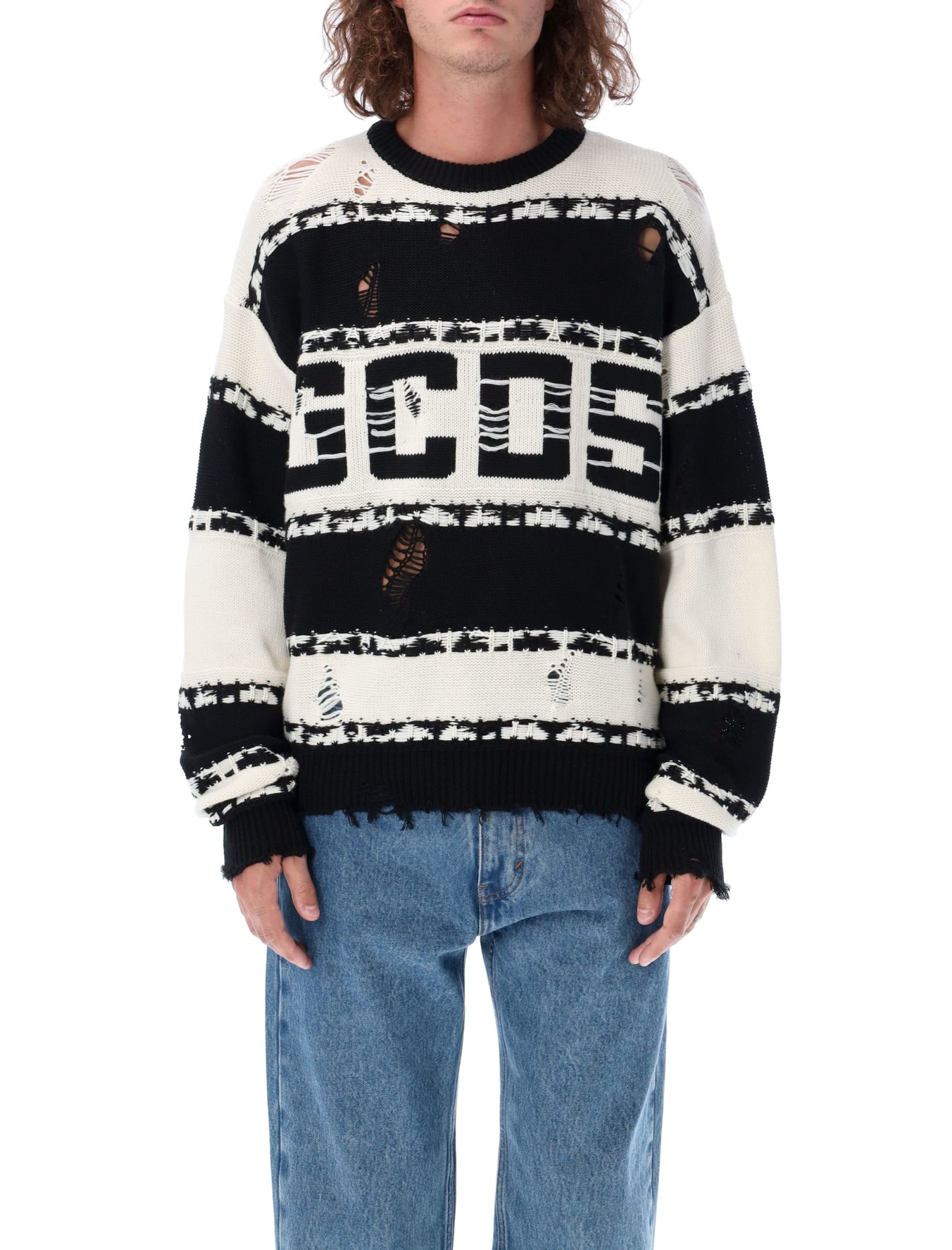 GCDS Striped Jacquard Logo Sweater