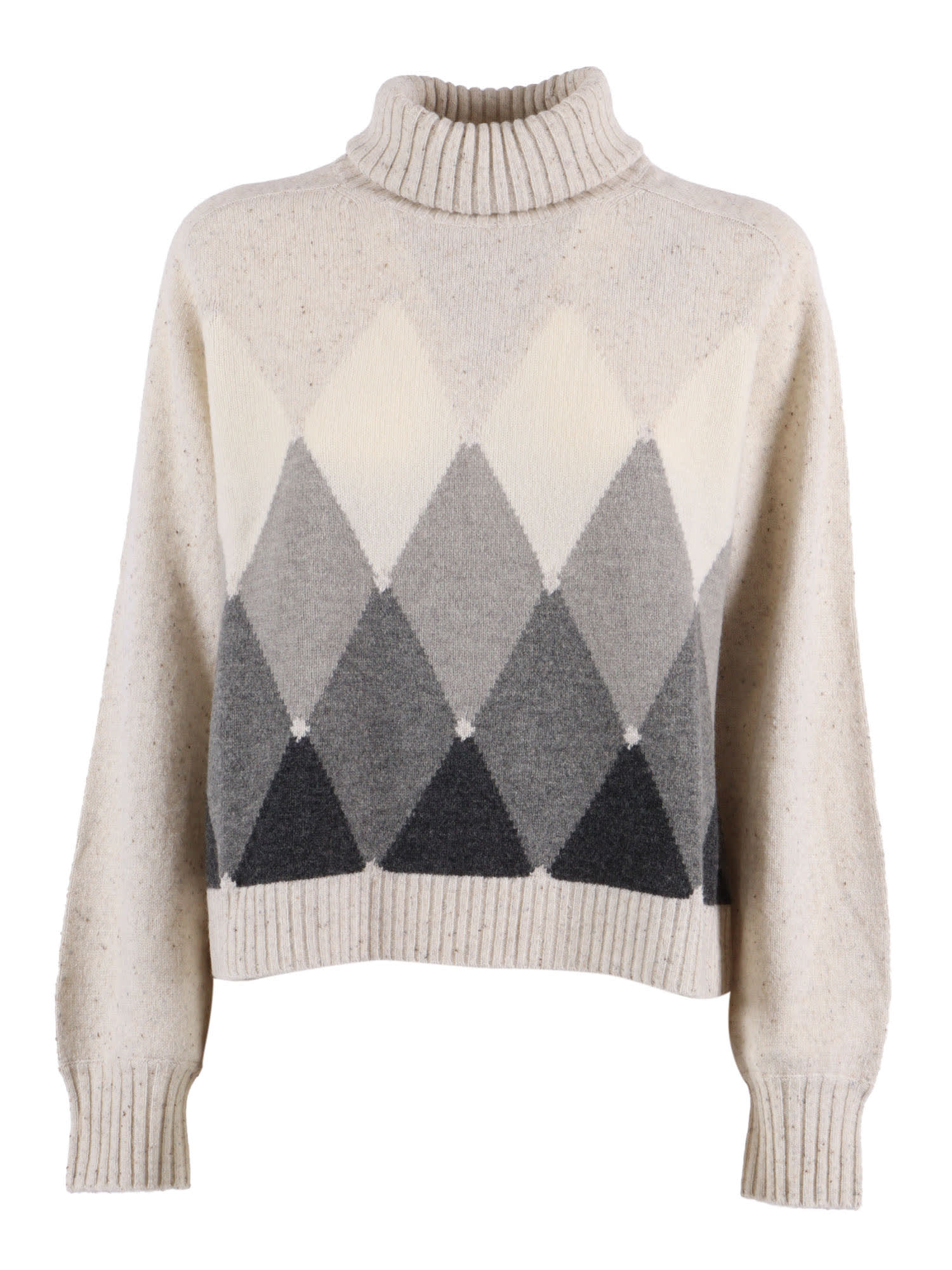 Ballantyne Turtleneck Diamond-pattern Sweater In White