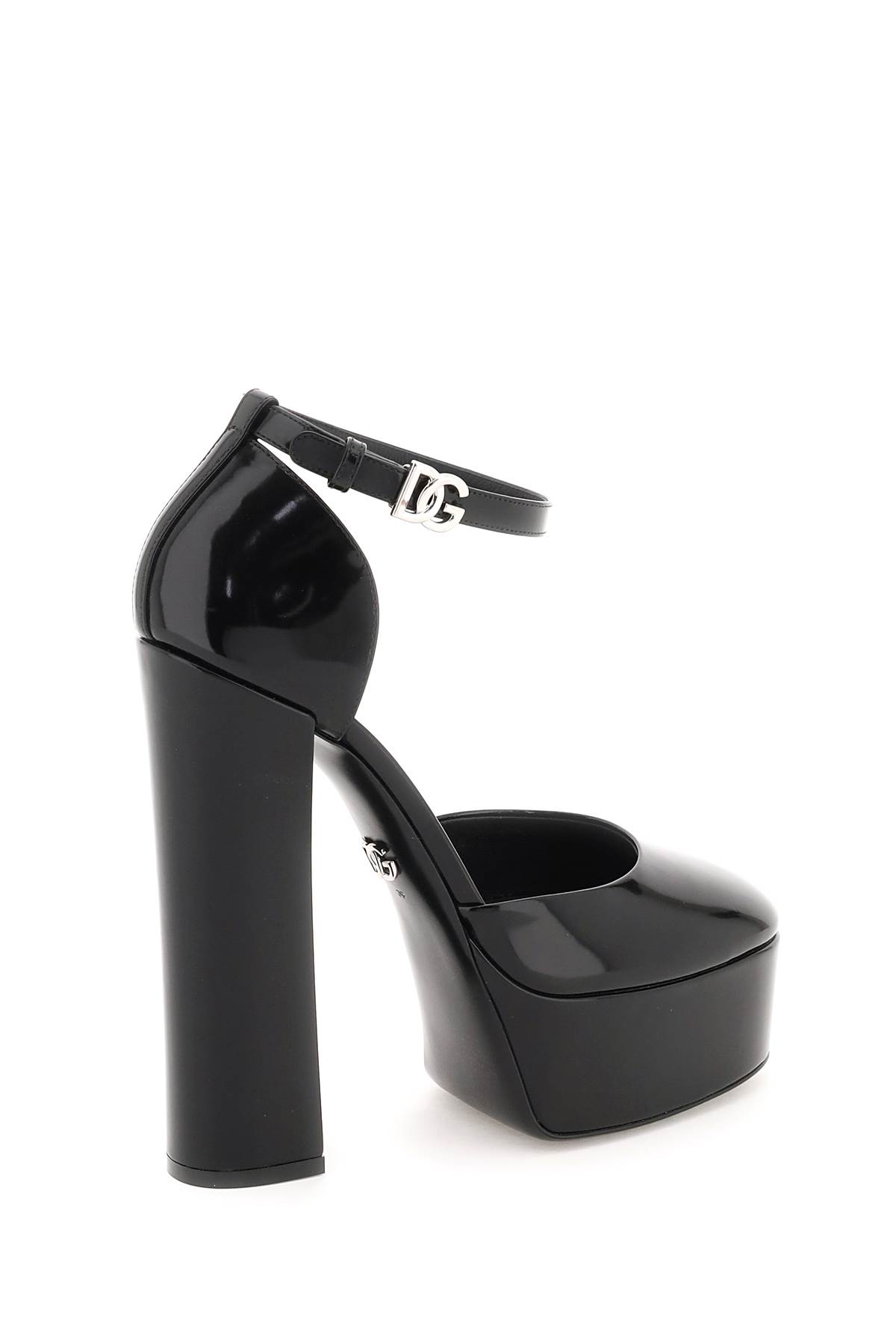 Shop Dolce & Gabbana Polished Leather Platform Pumps In Nero (black)