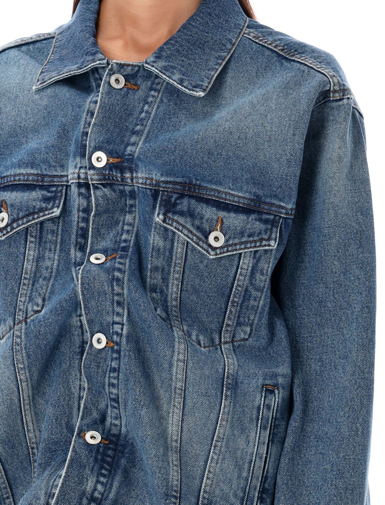 Shop Y/project Wire Denim Jacket In Vintage Blue