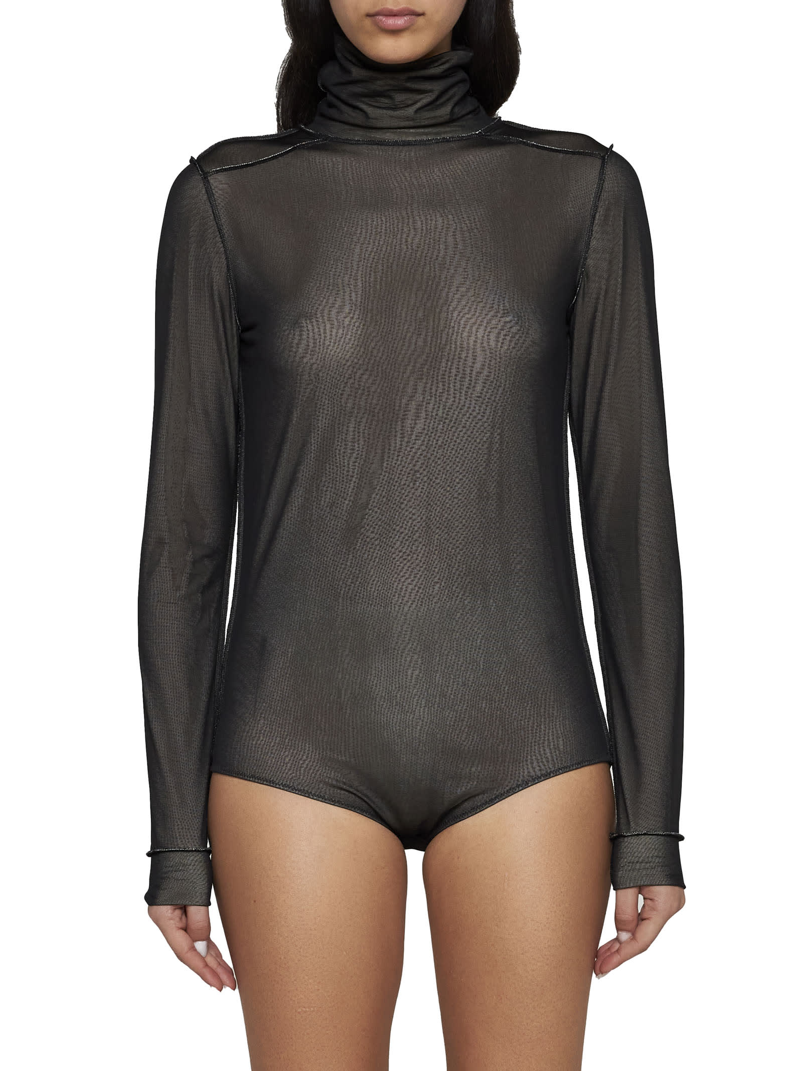 Shop Maison Margiela Top In Black/butter