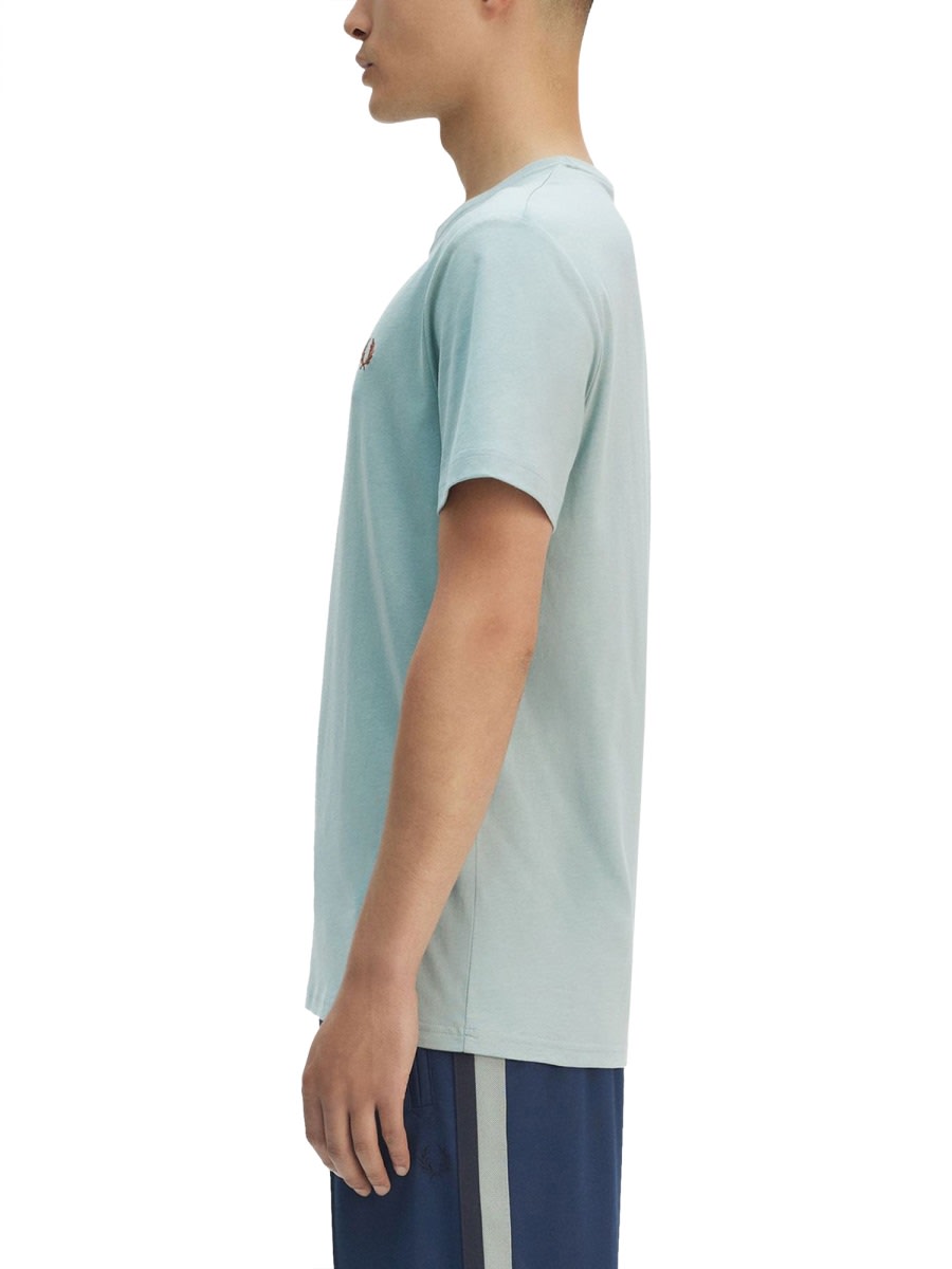 Fred Perry Logo-embroidered Cotton T-shirt In Baby Blue